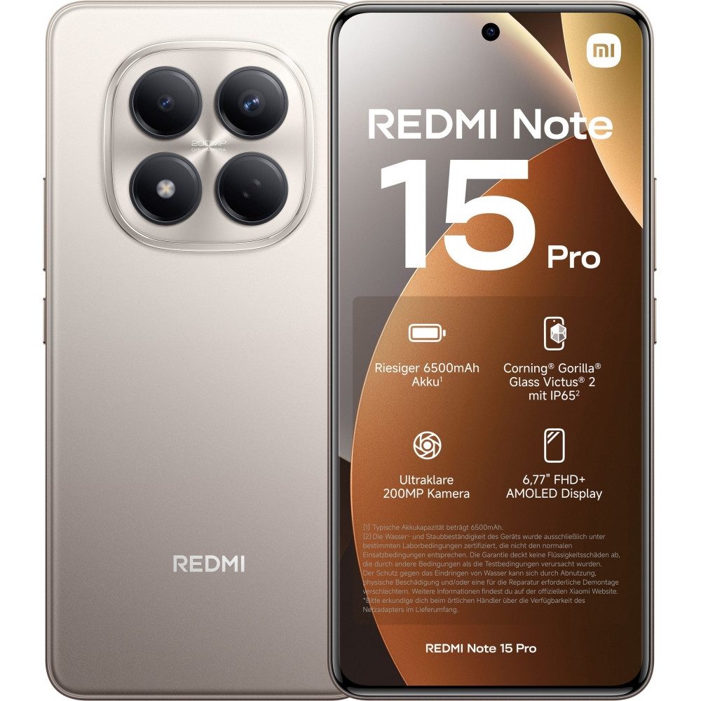 Xiaomi Redmi Note 15 Pro 256 GB / 8 GB - Smartphone - titanium Smartphone (6,77 Zoll, 256 GB Speicherplatz)