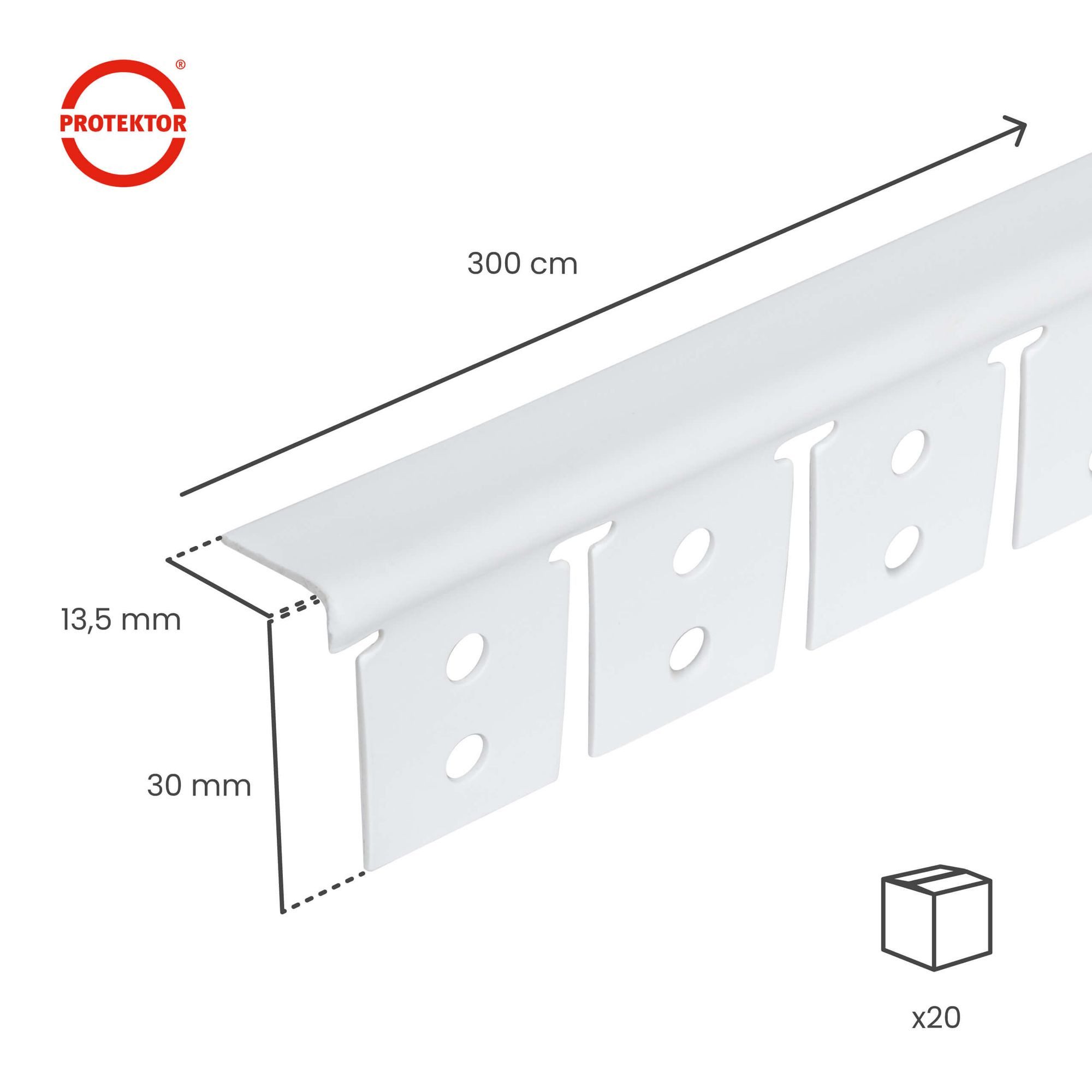 PROTEKTOR Profil Abschlussprofil 3768 (20 Stück, 300 cm, 20-St), Kantenschutz für Rundbögen aus Gipskartonplatten