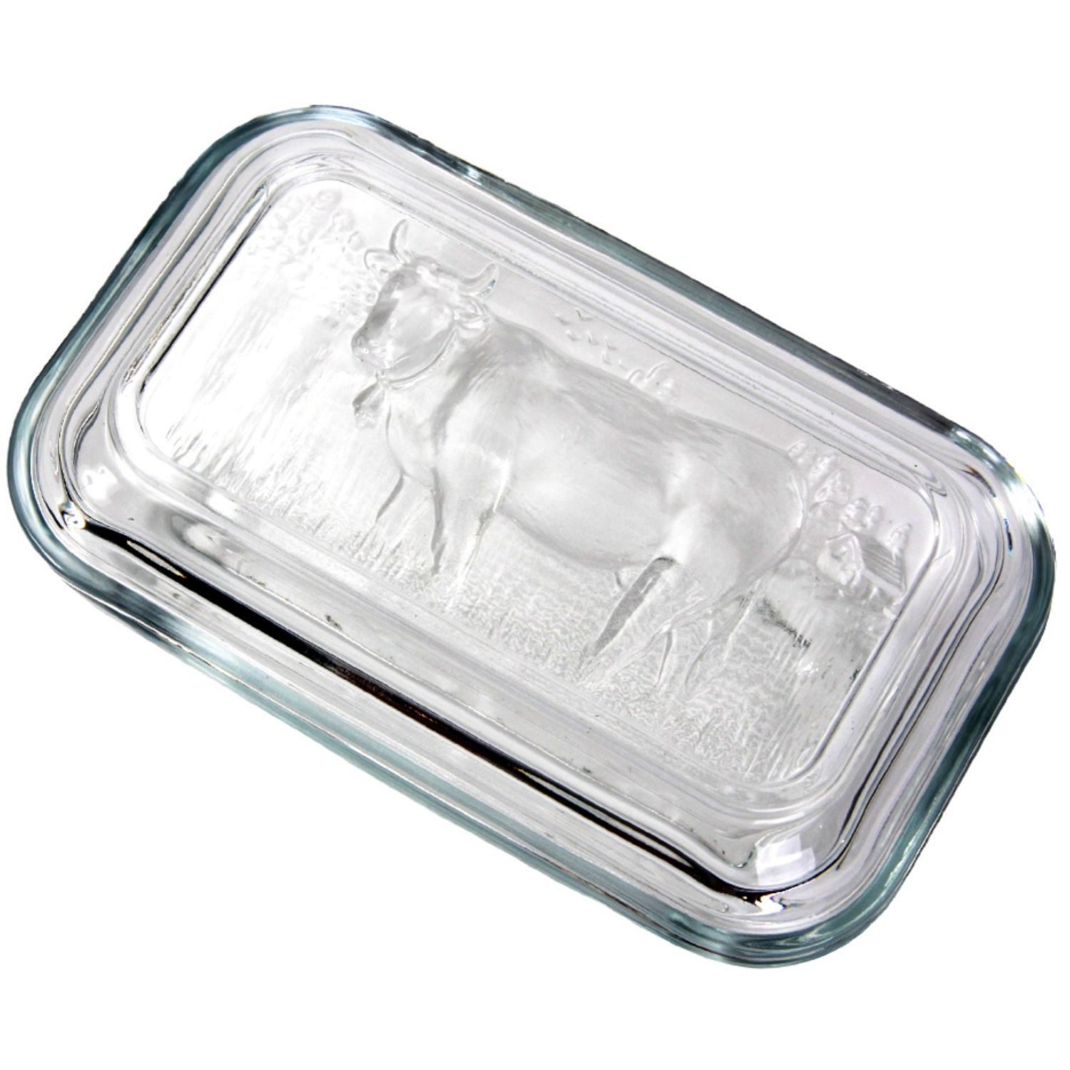 Luminarc Butterdose Butter-Dose Glas Butter-Glocke Butter-Schale, Glas, (1x Butterglocke), Butterbehälter mit Kuh Motiv Spülmaschinenfest – Bild 4 von 5