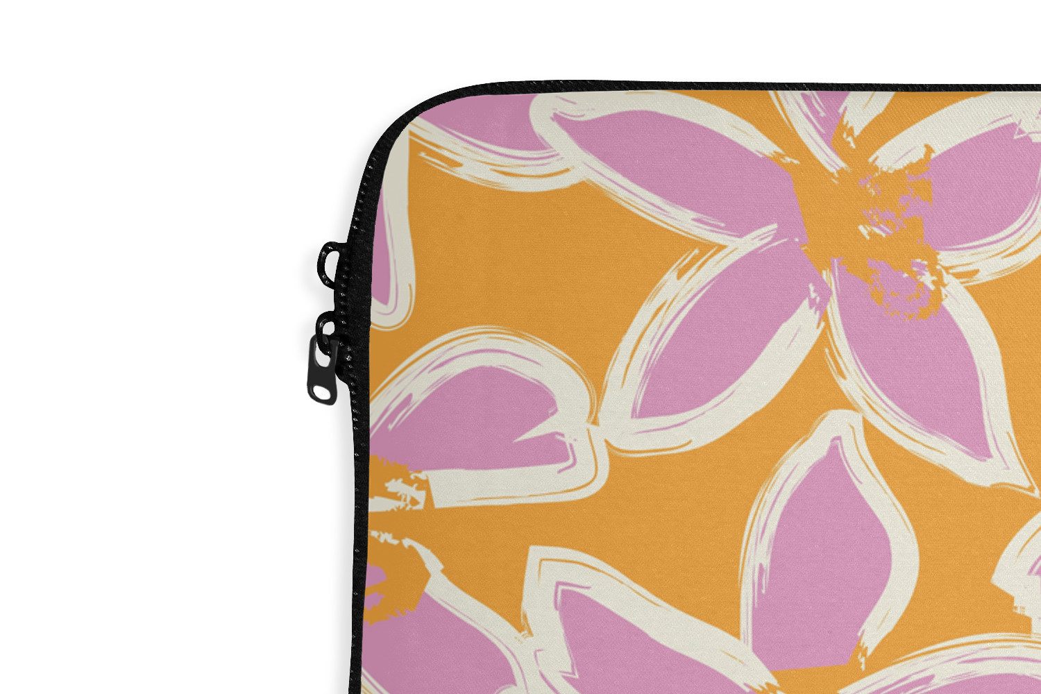 MuchoWow Laptop-Hülle Blumen - Muster - Rosa - Orange 14 Zoll, Schutzhülle für Laptop, Schutz gegen Kratzern, Laptoptasche