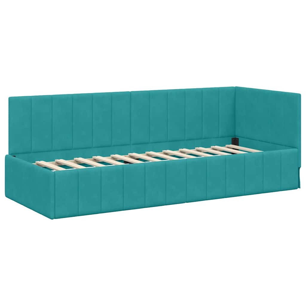 vidaXL Bett Eckbettgestell mit Kopfteil Türkis günstig online kaufen