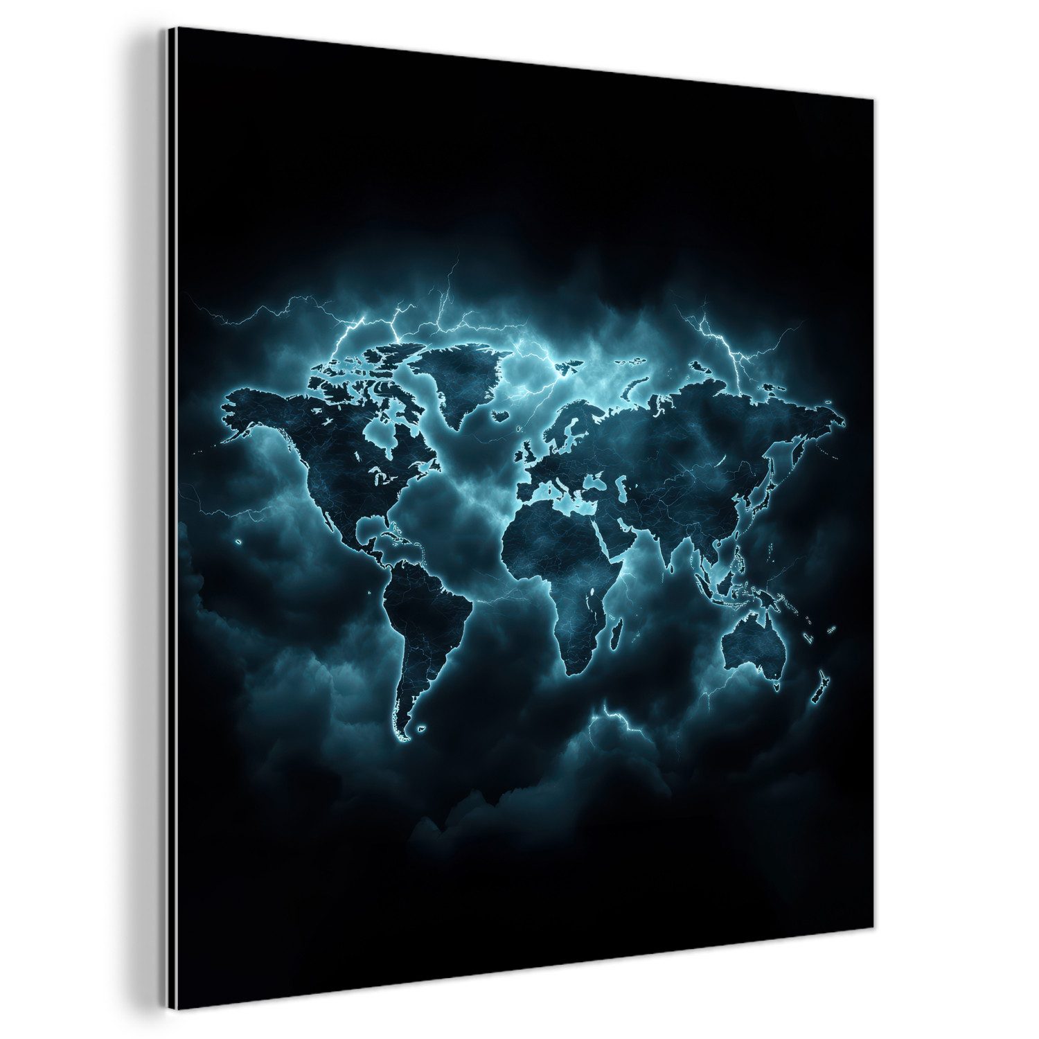 MuchoWow Metallbild Weltkarte - Blitz - günstig online kaufen