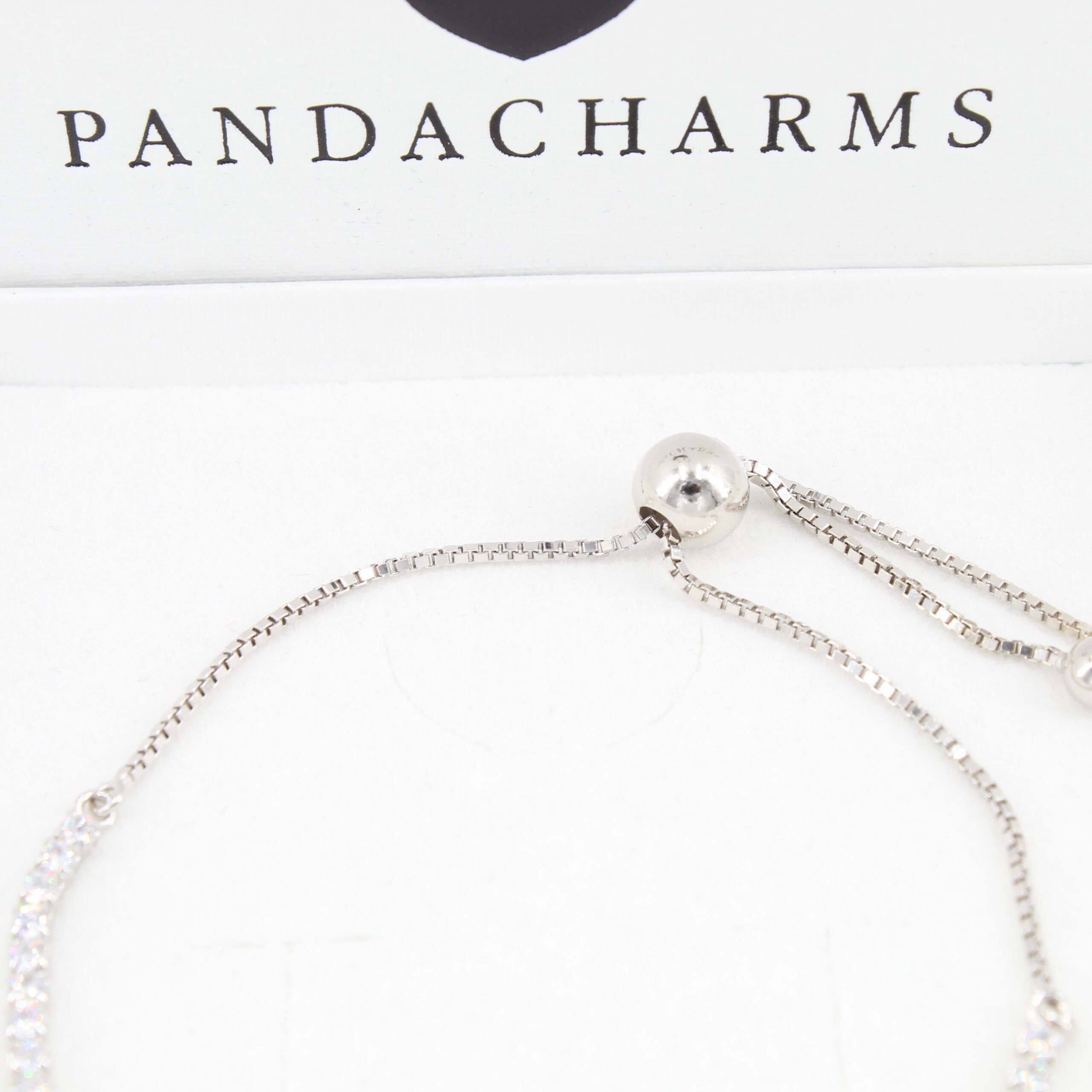 PANDACHARMS Tennisarmband 925er Sterling Silber mit Zirkonia Steinen, Länge variabel 15-22cm