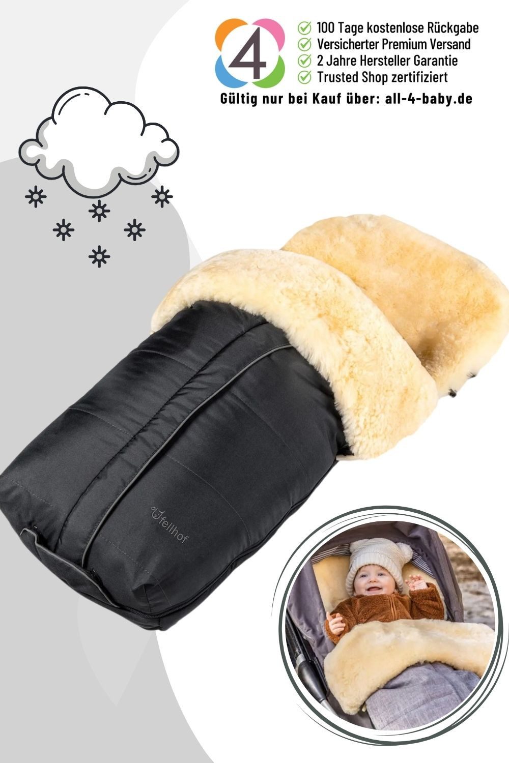 Fellhof Fußsack Kinderwagenfellsack Cortina / Fußsack