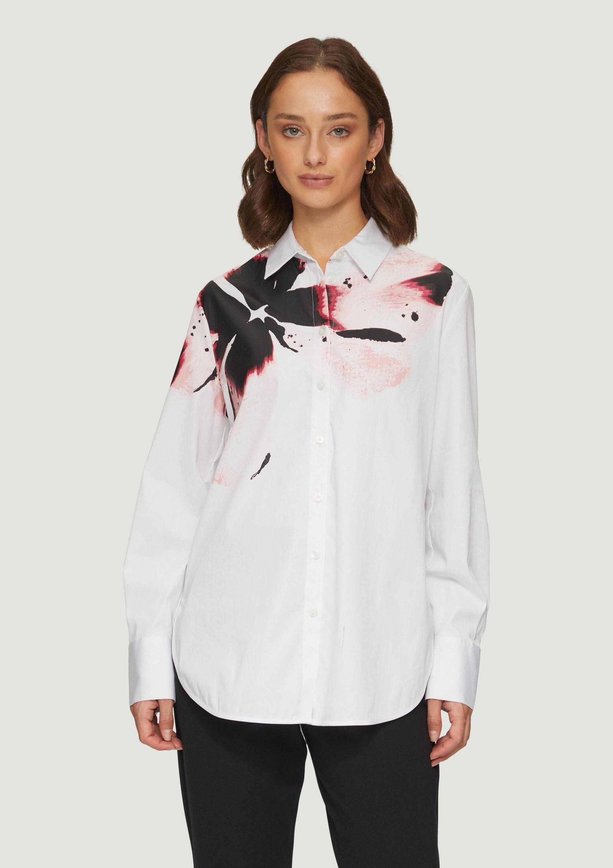 s.Oliver Langarmbluse Bluse Bluse mit Print und Hemdkragen