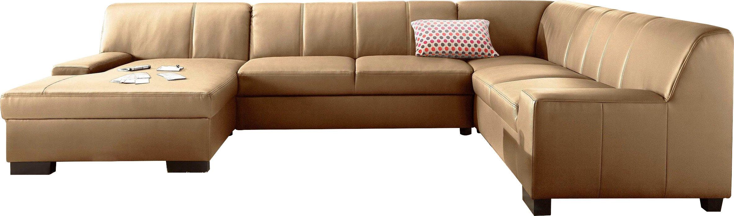 DOMO collection Wohnlandschaft Norma Top, elegant und modern, flache Armlehnen, komfortabel, U-Form, wahlweise mit Bettfunktion, mit viel Platz