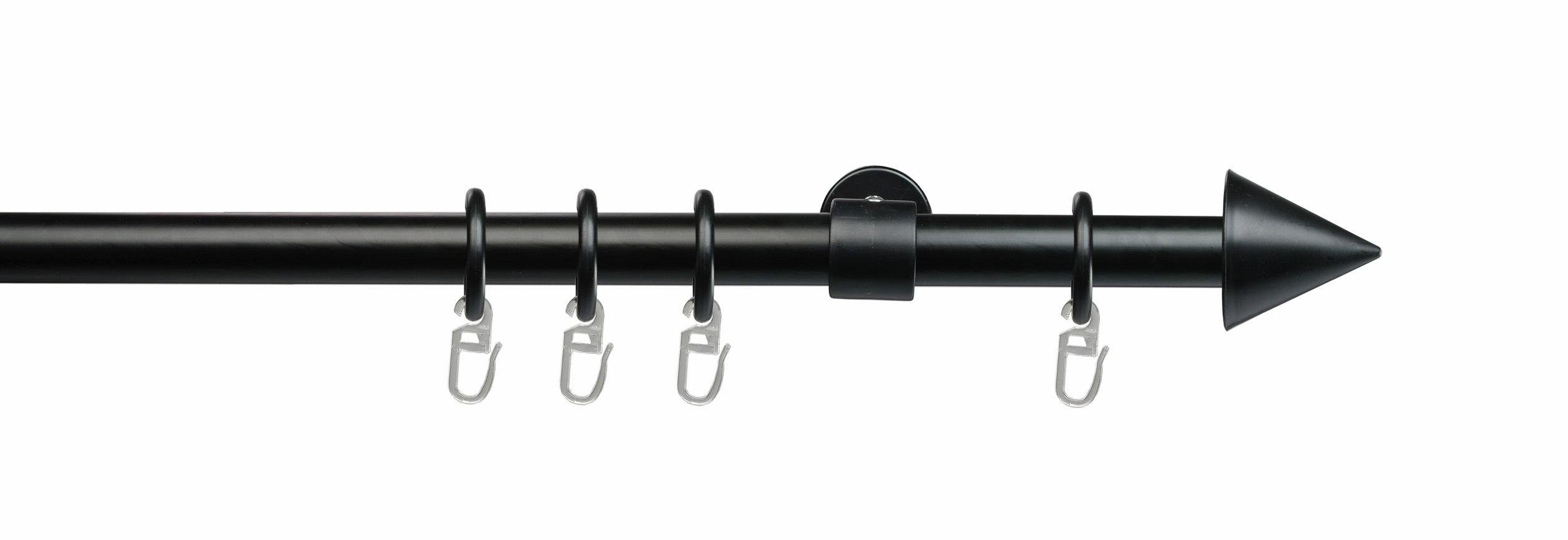 Gardinenstange Kegel, Liedeco, Ø 20 mm, 1-läufig, Fixmaß, verschraubt schwarz
