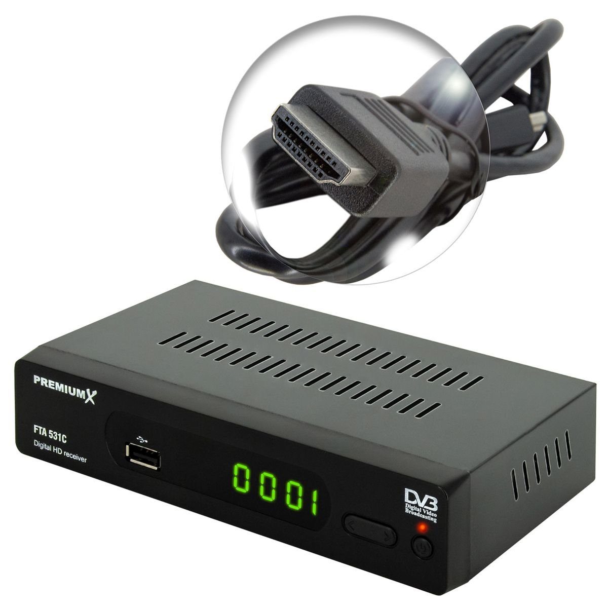 PremiumX FTA 531C Kabel Receiver FullHD DVB-C Kabel-Receiver SCART HDMI USB Digital TV