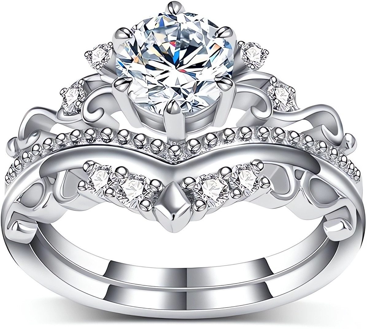 Jumpeak Diamantring Verlobungsringe frau,trauringe eheringe set 2 teilig,Schmuck Hochzeit, 1 karat diamant ring,Brautset,Ring WeiBgold Damen,Geschenk,Luxuriös