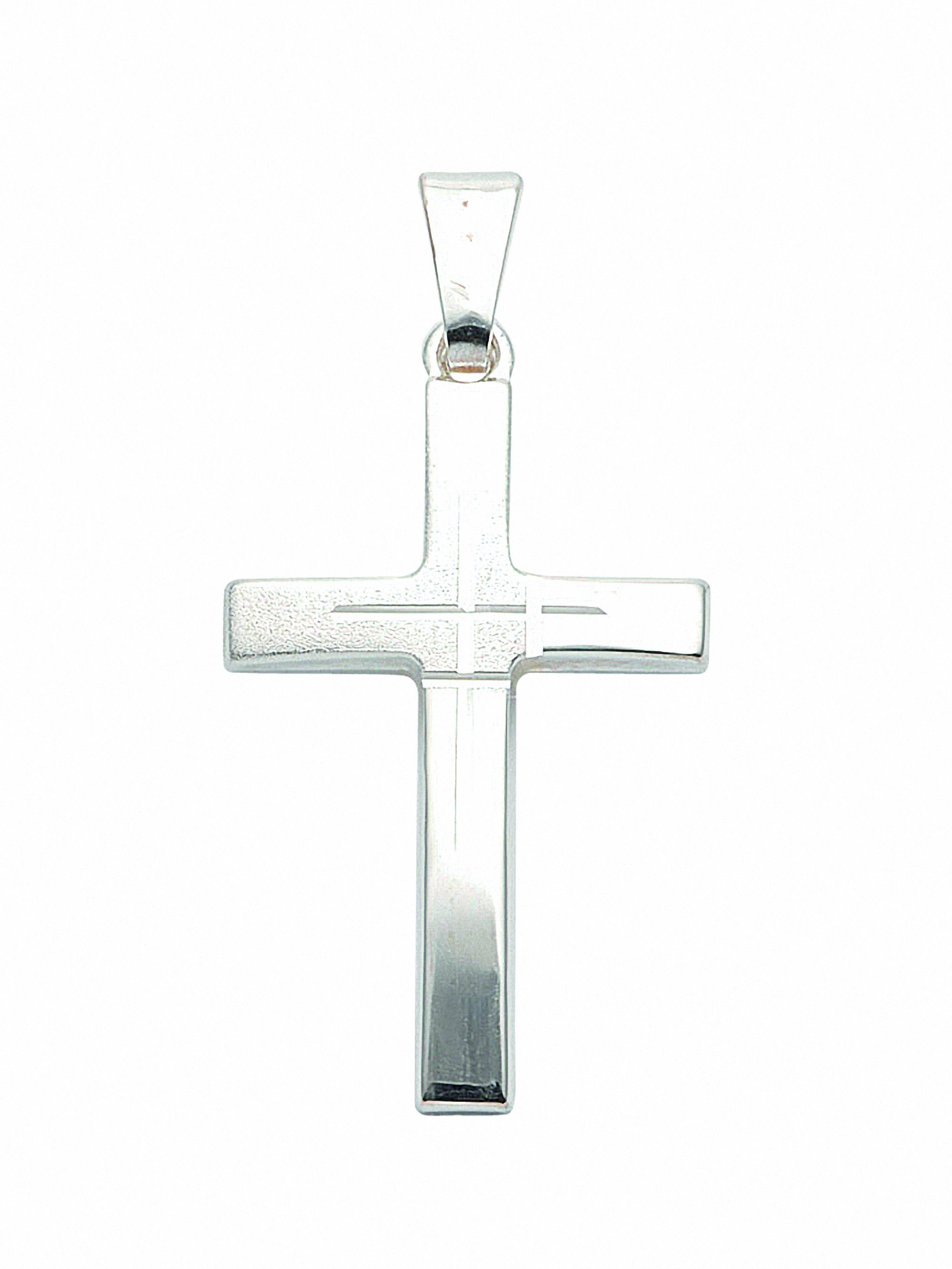 Adelia´s Kreuzkette Halskette - Kreuzkette mit Kreuz Anhänger aus 925 Silber, Schmuckset mit bis 45 cm stufenlos verstellbarer 925 Silber Halskette