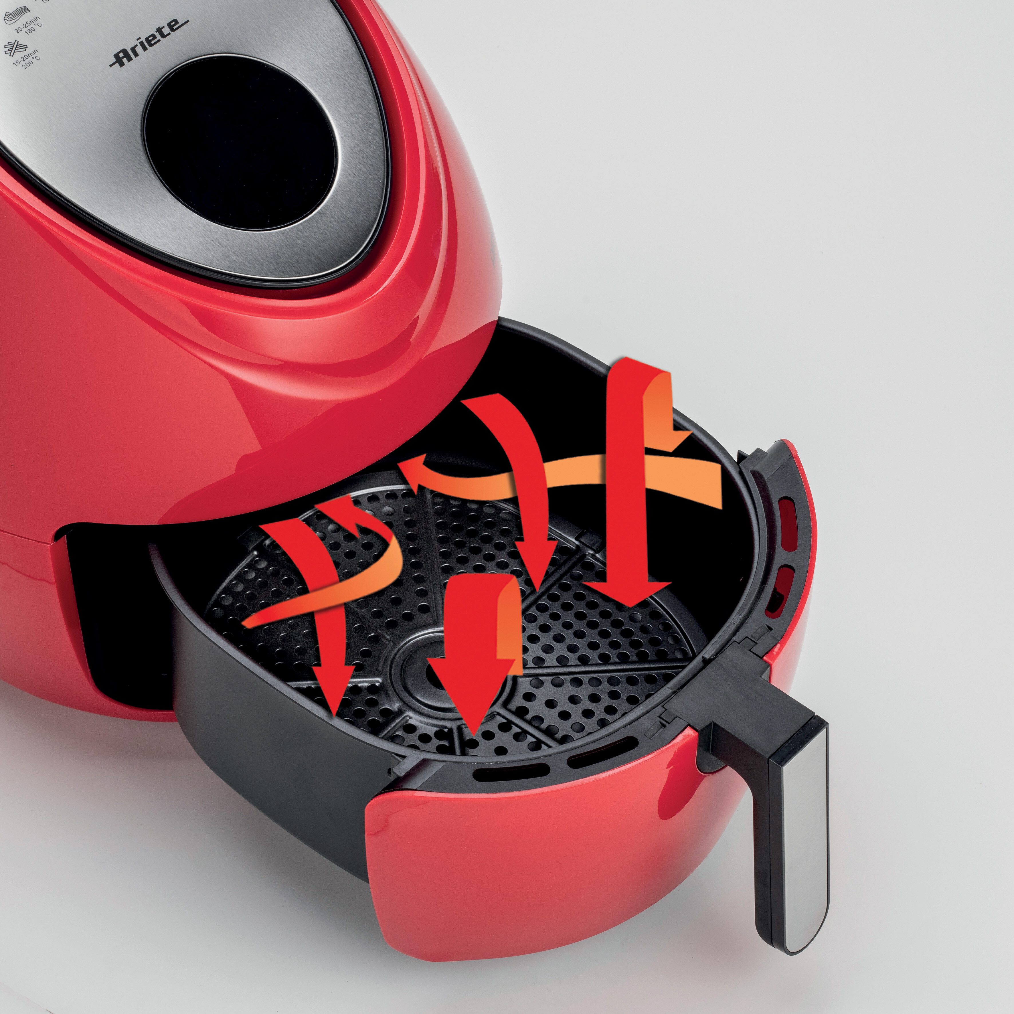 Ariete Heißluftfritteuse 4618R Airy Fryer XXL rot, 1800 W, 7 voreingestellte Programme, Temperatur von 80° C bis 200° C