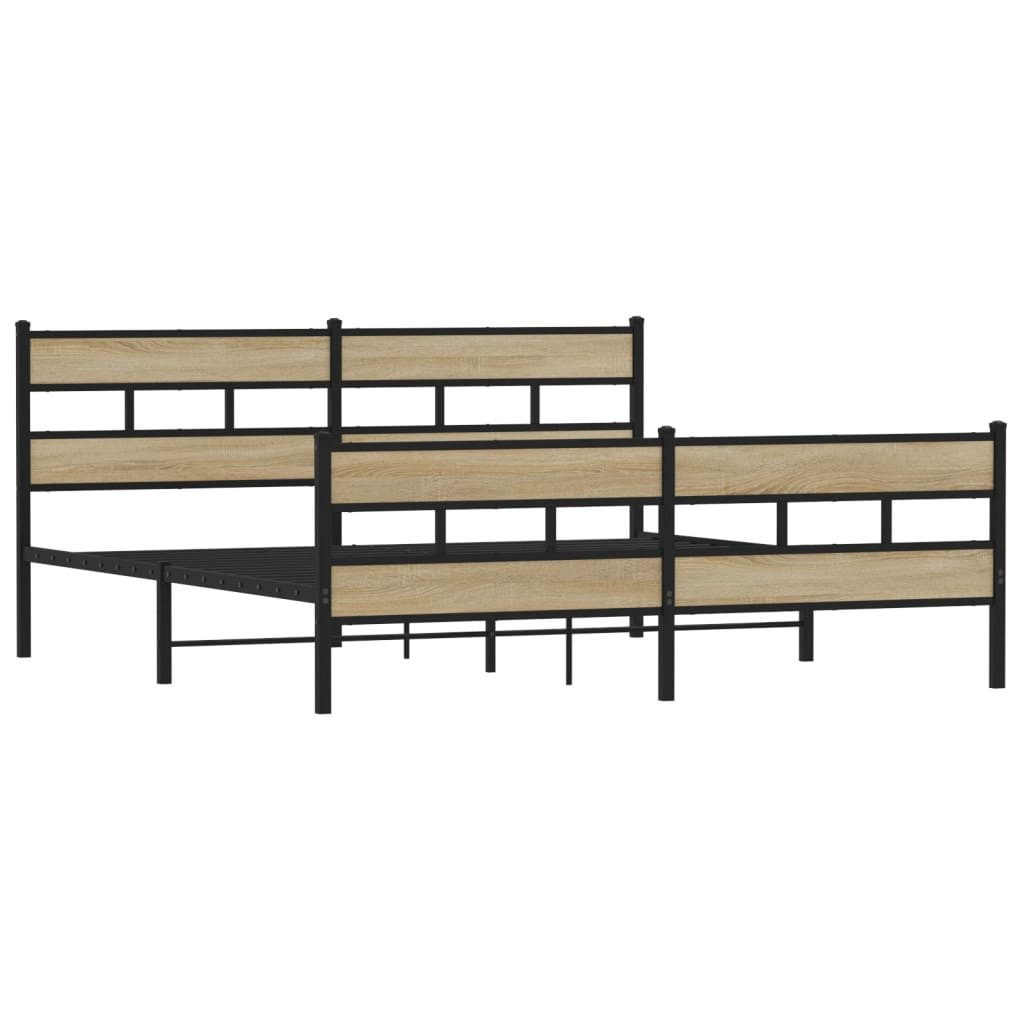vidaXL Bett Metallbett ohne Matratze Sonoma-Eiche günstig online kaufen