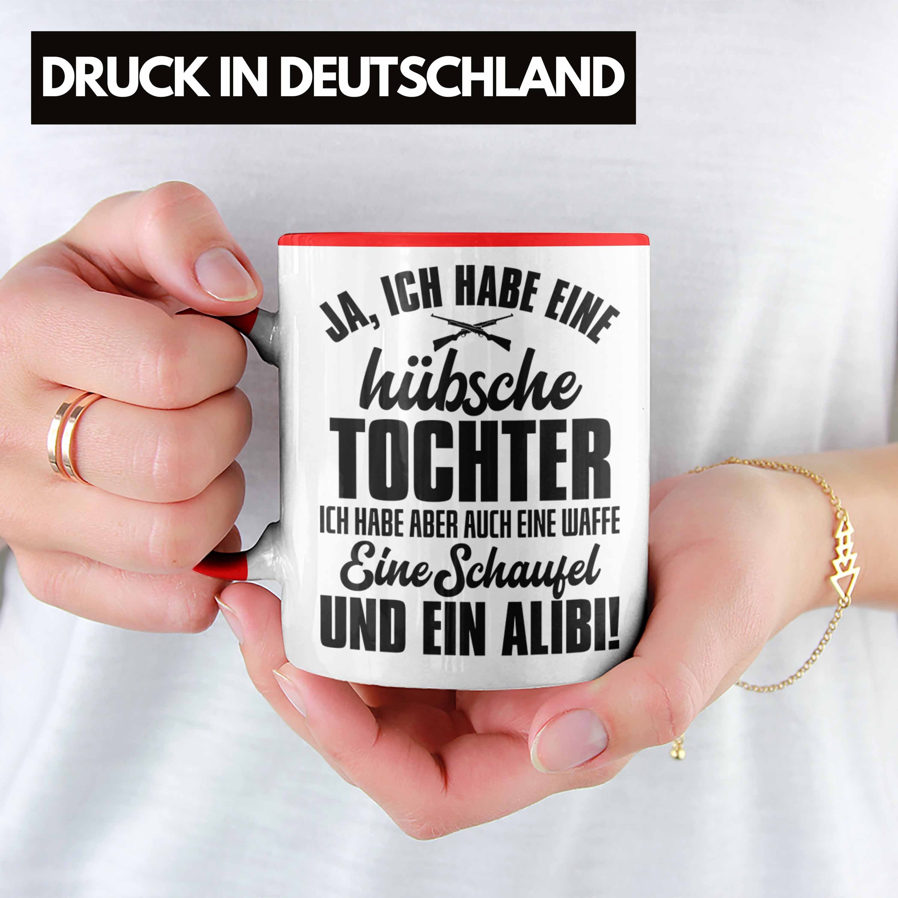 Tasse Tochter Kaffeetasse von Vater für Trendation Papa Tasse Geschenk - Geschenkidee Trendation Tochter Rot Hübsche