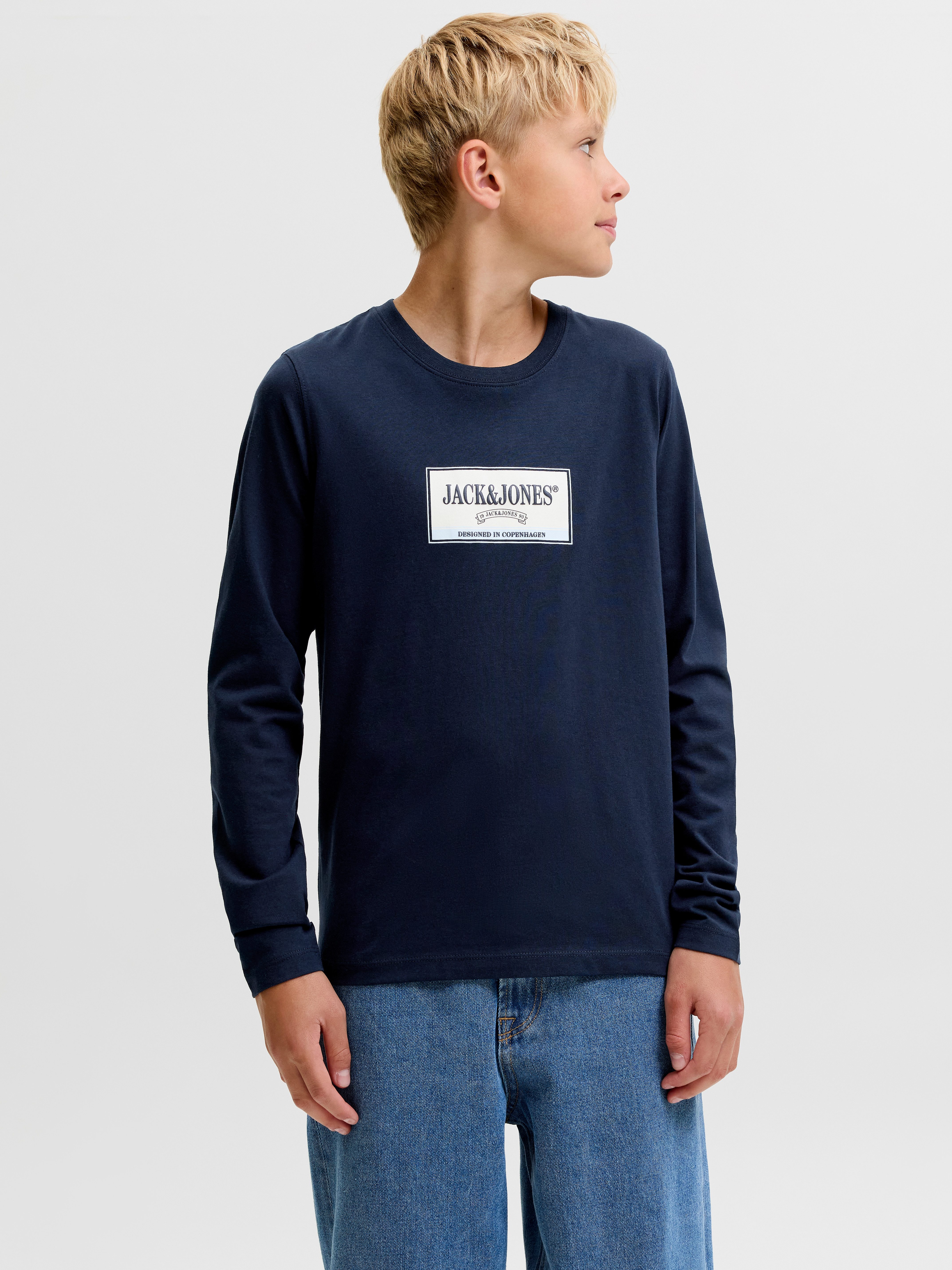 Jack & Jones Junior Langarmshirt JORFREDERIKSBERG GRAPHIC BOX TEE LS JNR Baumwolle, regular fit