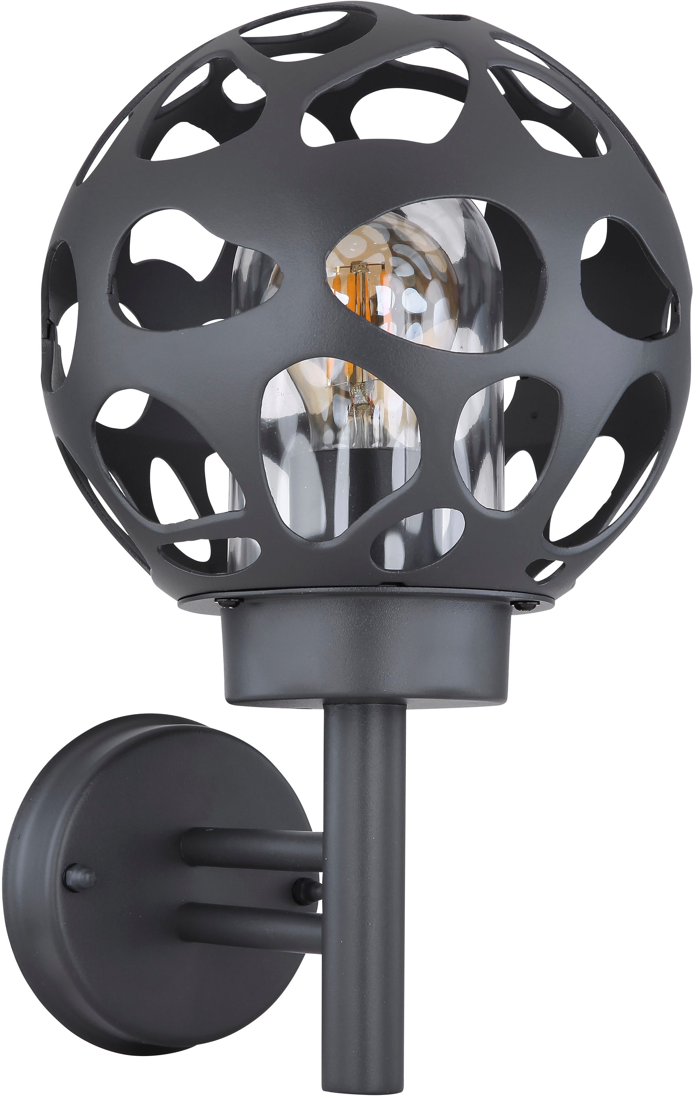GLOBO LIGHTING Außen-Wandleuchte HILARIO, Leuchtmittel wechselbar, Außenleuchte Edelstahl anthrazit, wetterfest, IP44