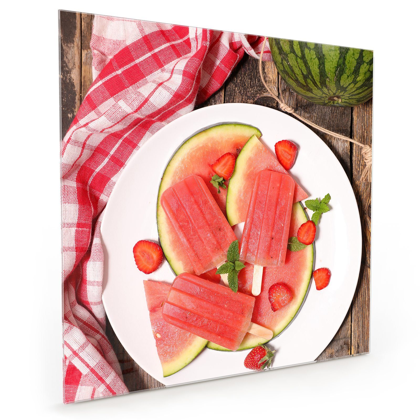Primedeco Küchenrückwand Küchenrückwand Spritzschutz Glas mit Motiv Wassermeloneneis