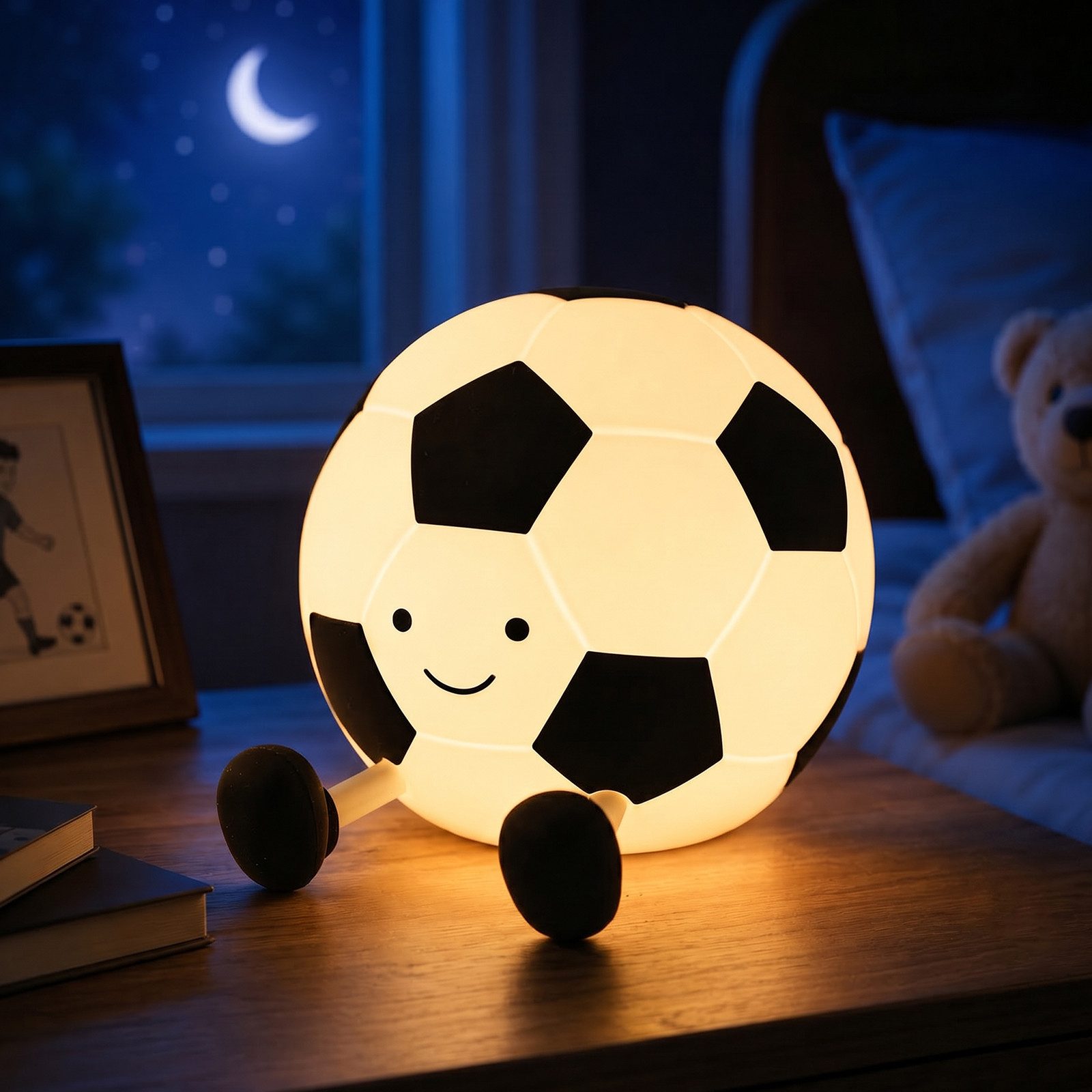 ANYSUN LED Nachtlicht Kinder Fußball Silikonlampe mit Touch-Steuerung und Timer, 1200mAh wiederaufladbare Nachtlampe, Geschenk für Mädchen Jungen, Warmweiß, Tageslichtweiß, Bedside Touch Nachtlicht Deko für Kinderzimmer Schlafzimmer