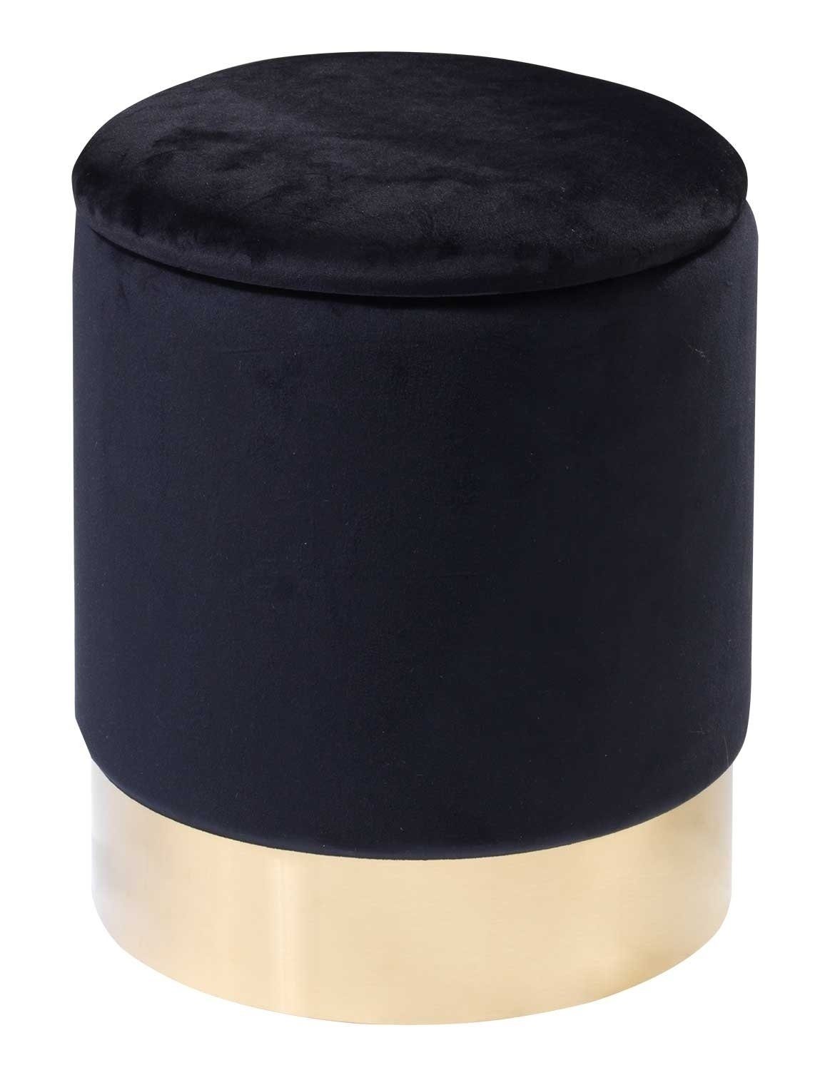 Sitzhocker, Goldfarben, Schwarz, Ø 31 cm, Samtbezug