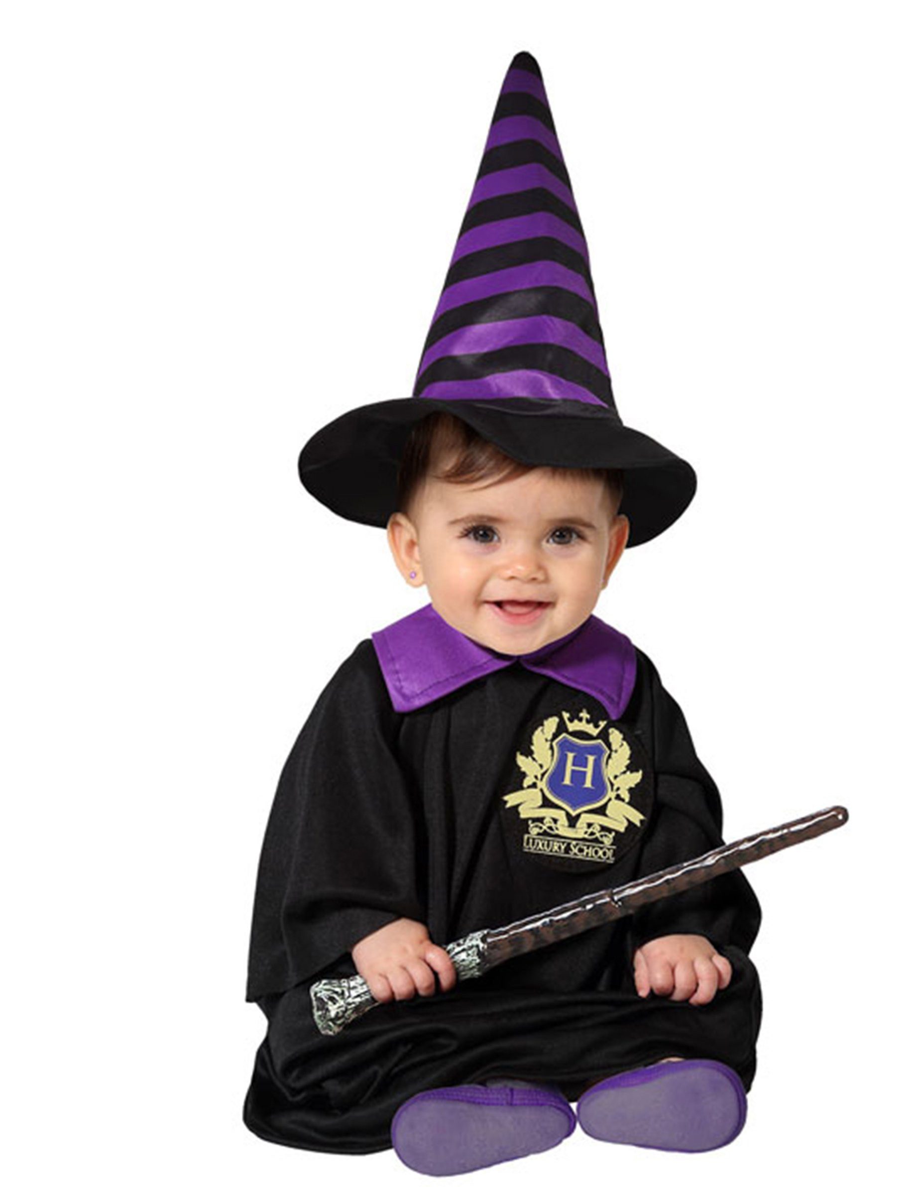 atosa Hexen-Kostüm Zauberschüler-Kostüm für Babys Halloween-Kostüm schwarz-violett