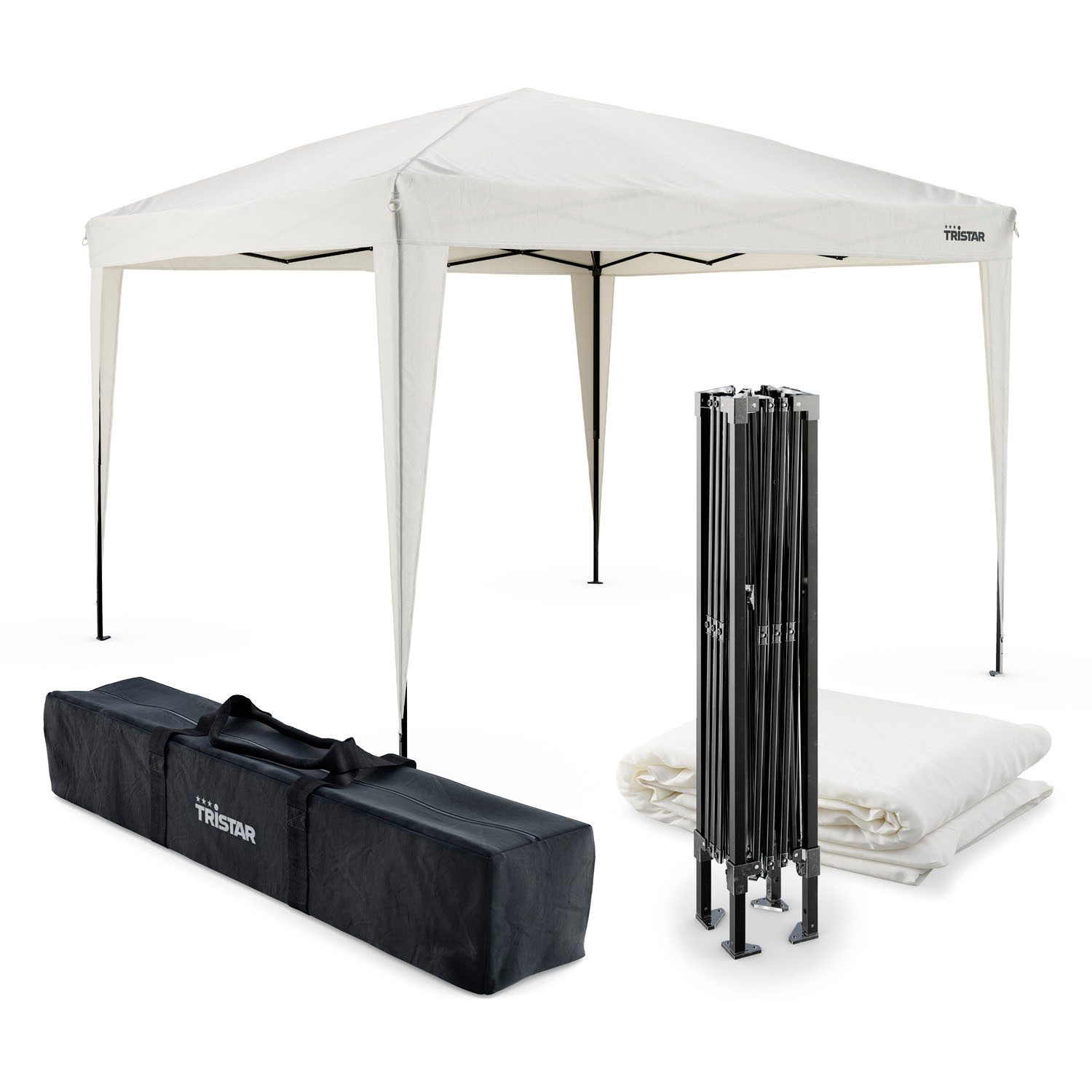 Tristar Pavillon PT-7801, Partyzelt – Easy-up-System – wasserdicht und UV-beständig - 3x3 m