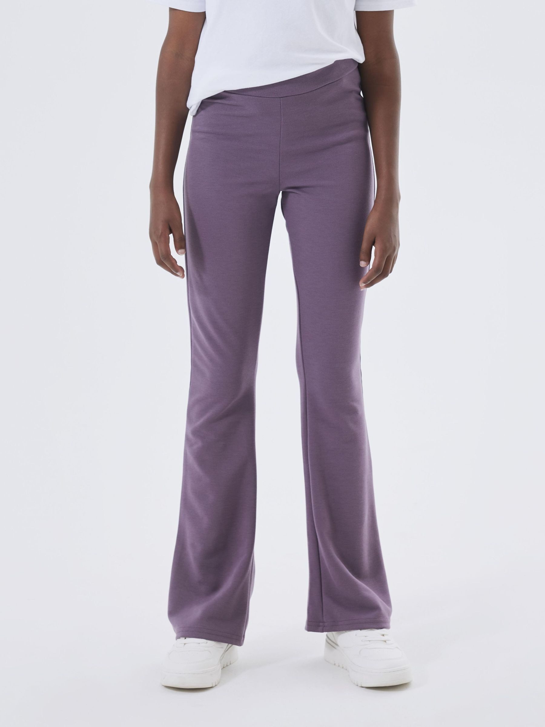 Name It Jerseyhose NKFFRIKKALI für Mädchen mit ausgestelltem Bein und Viskose unifarben, casual, ausgestellt, Viskosemix, ohne Kragen