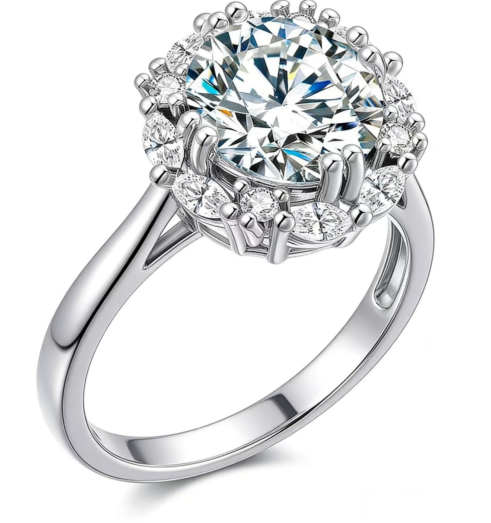 Jumpeak Trauring Verlobungsringe frau,2ct,D,VS1,3EX,Damen-Diamantring,14K Weißgold, Geschenk für frau,Mutter tags geschenk,Valentinstag geschenk für sie