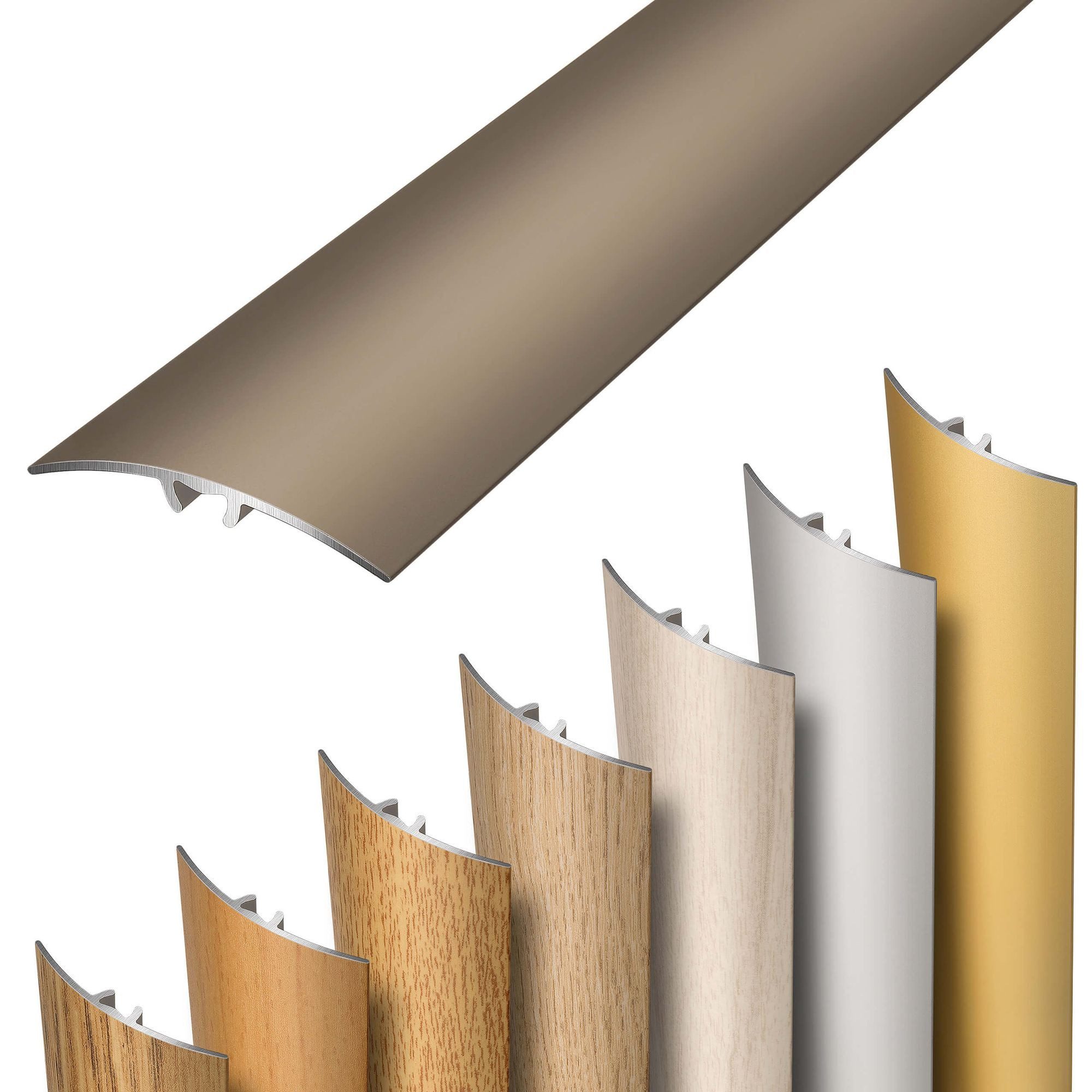 Dalsys Übergangsprofil selbstklebend, zum Stecken und verbinden (93cm x 30mm in der Farbe Champagner, 1-St), aus Aluminium, Boden Übergangsleiste Höhenausgleich