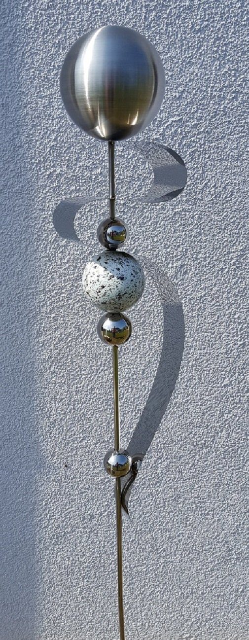 Jürgen Bocker Garten-Ambiente Kugel geb. 160 Skulptur Edelstahl Beetstecker Saturn cm Gartenstecker matt