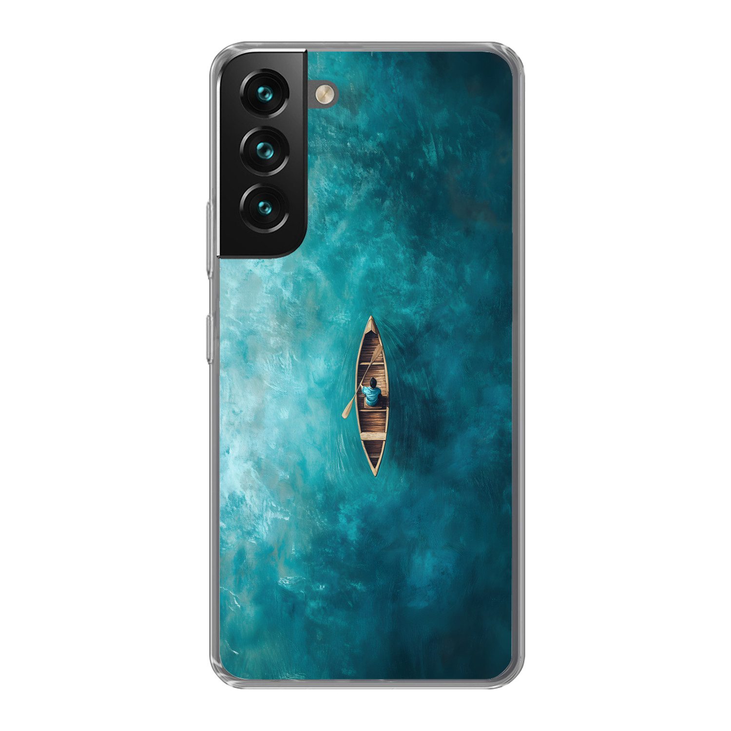MuchoWow Handyhülle für Samsung Galaxy S22 Boot - Wasser - Blau, Phone Case, Silikon, Schutzhülle Dünn