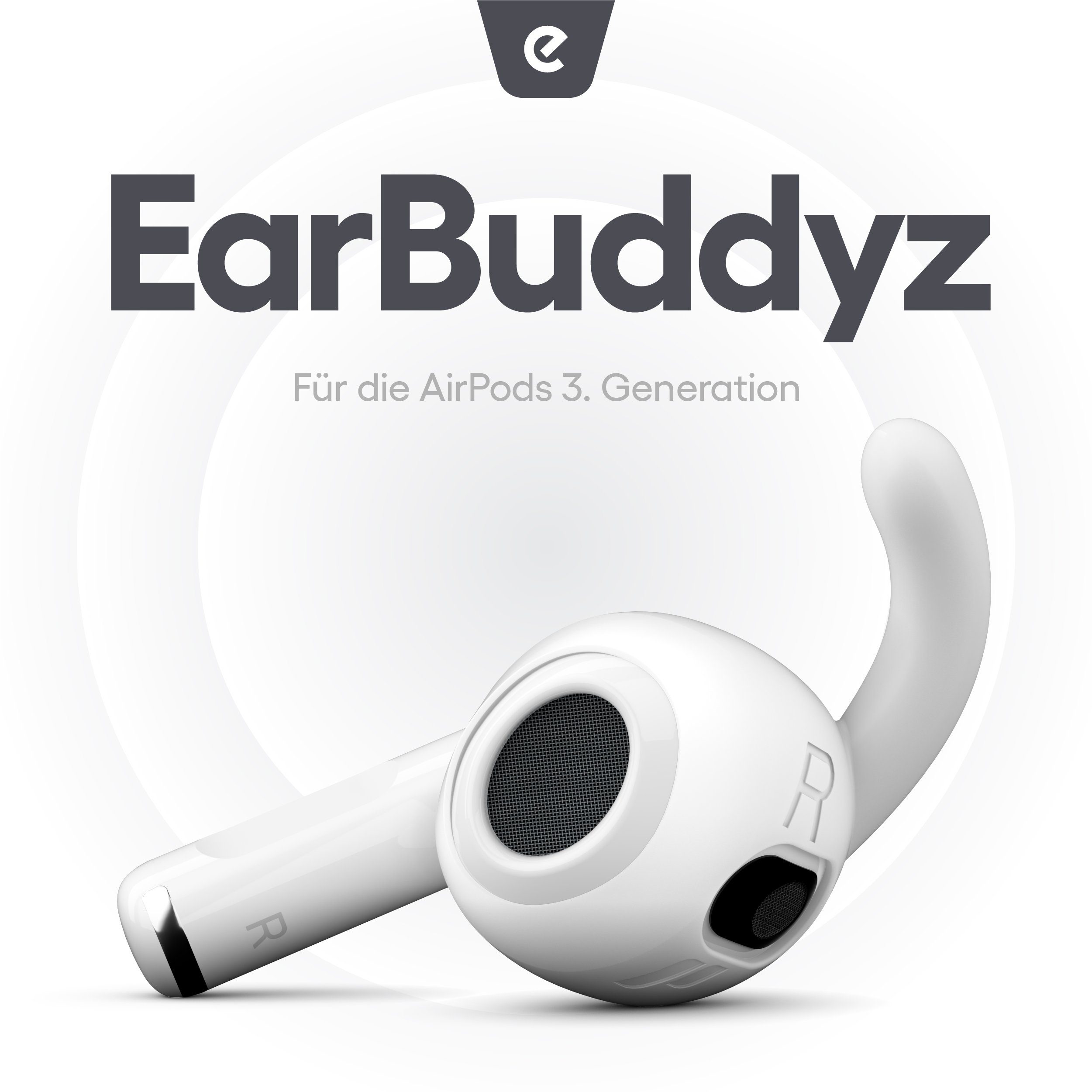 KeyBudz EarBuddyz AirPods 3 für AirPods Apple (Sicherer für weiß 3) Ohrpolster Ohrhaken Halt