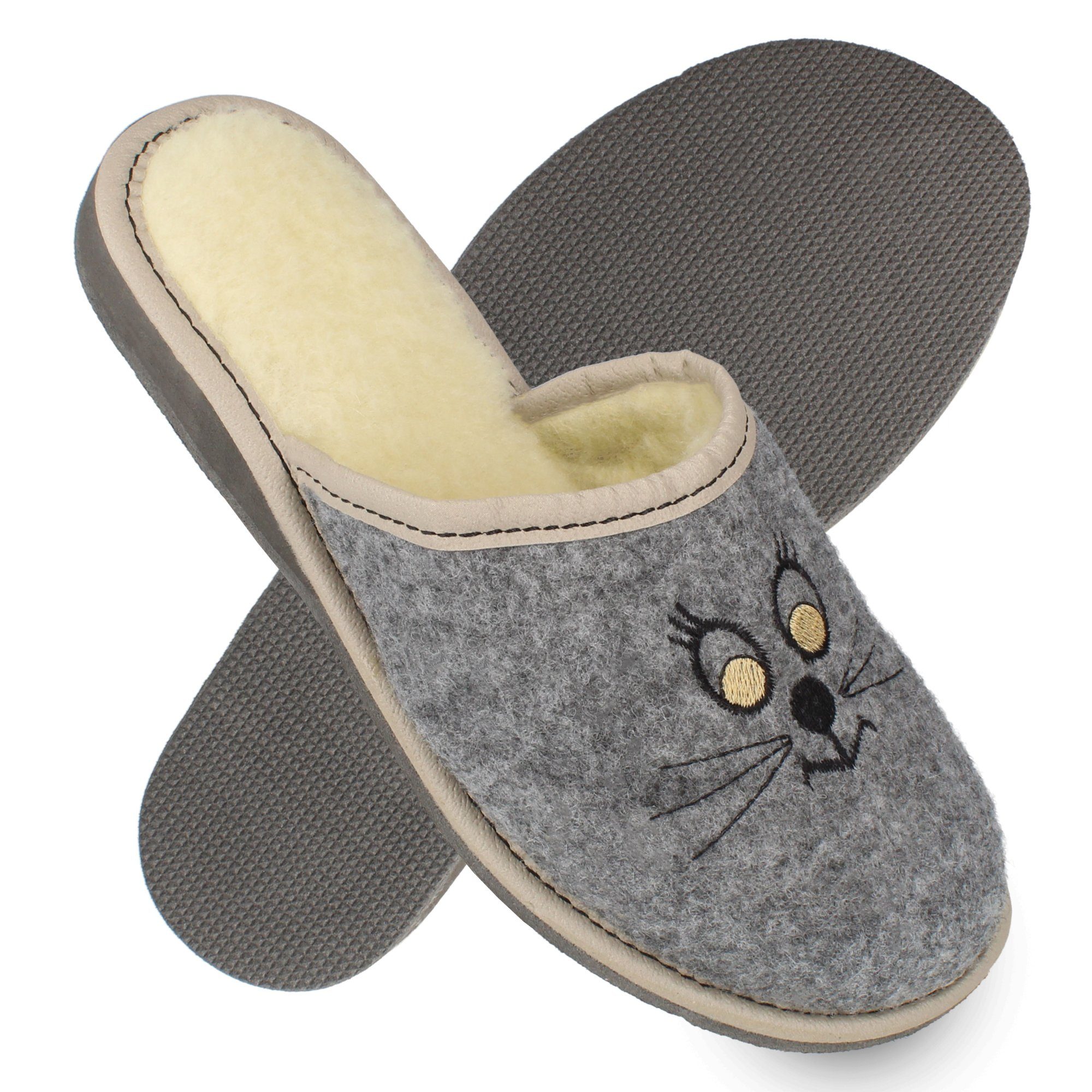 filsko Holmsund Damen Hausschuh Katzen Домашняя обувь, Katzengesicht, Filzhausschuhe, Slip-On, Open-Toe