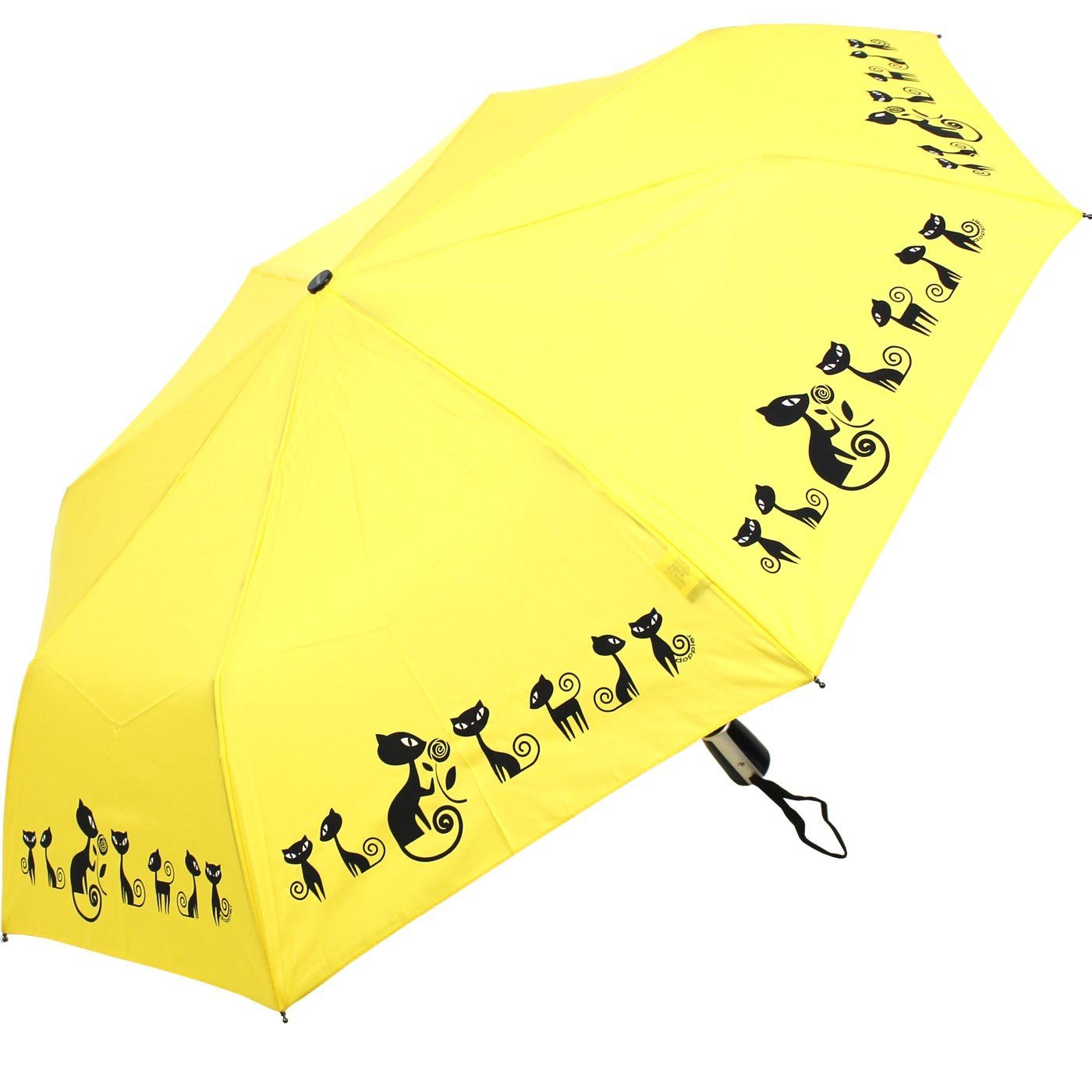 doppler® Taschenregenschirm Damen Auf-Zu-Automatik Magic Fiber - Cats, für Katzen-Liebhaber - elegant, stabil und praktisch – Bild 2 von 4