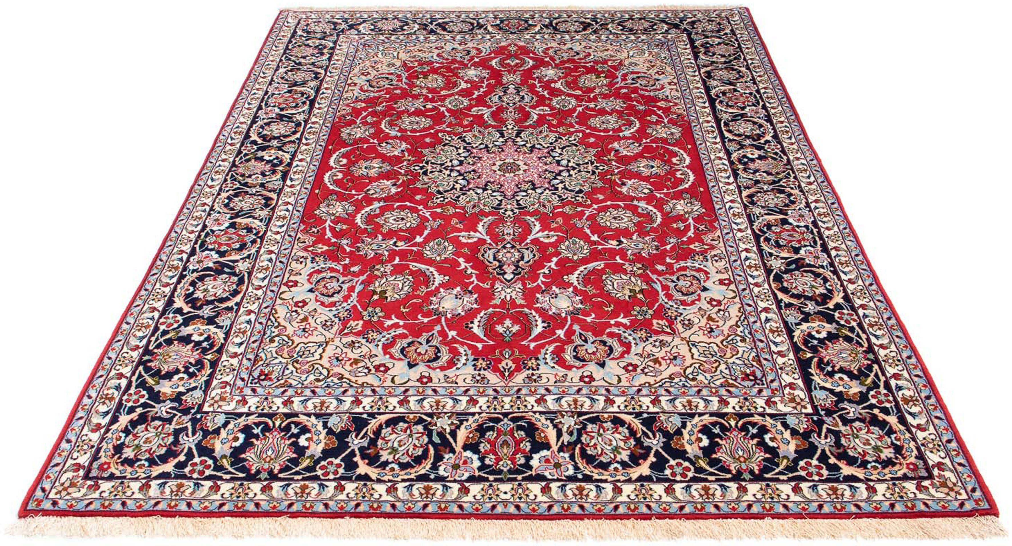 Orientteppich Perser - Isfahan - Premium - 233 x 159 cm - rot, morgenland, rechteckig, Höhe: 6 mm, Wohnzimmer, Handgeknüpft, Einzelstück mit Zertifikat