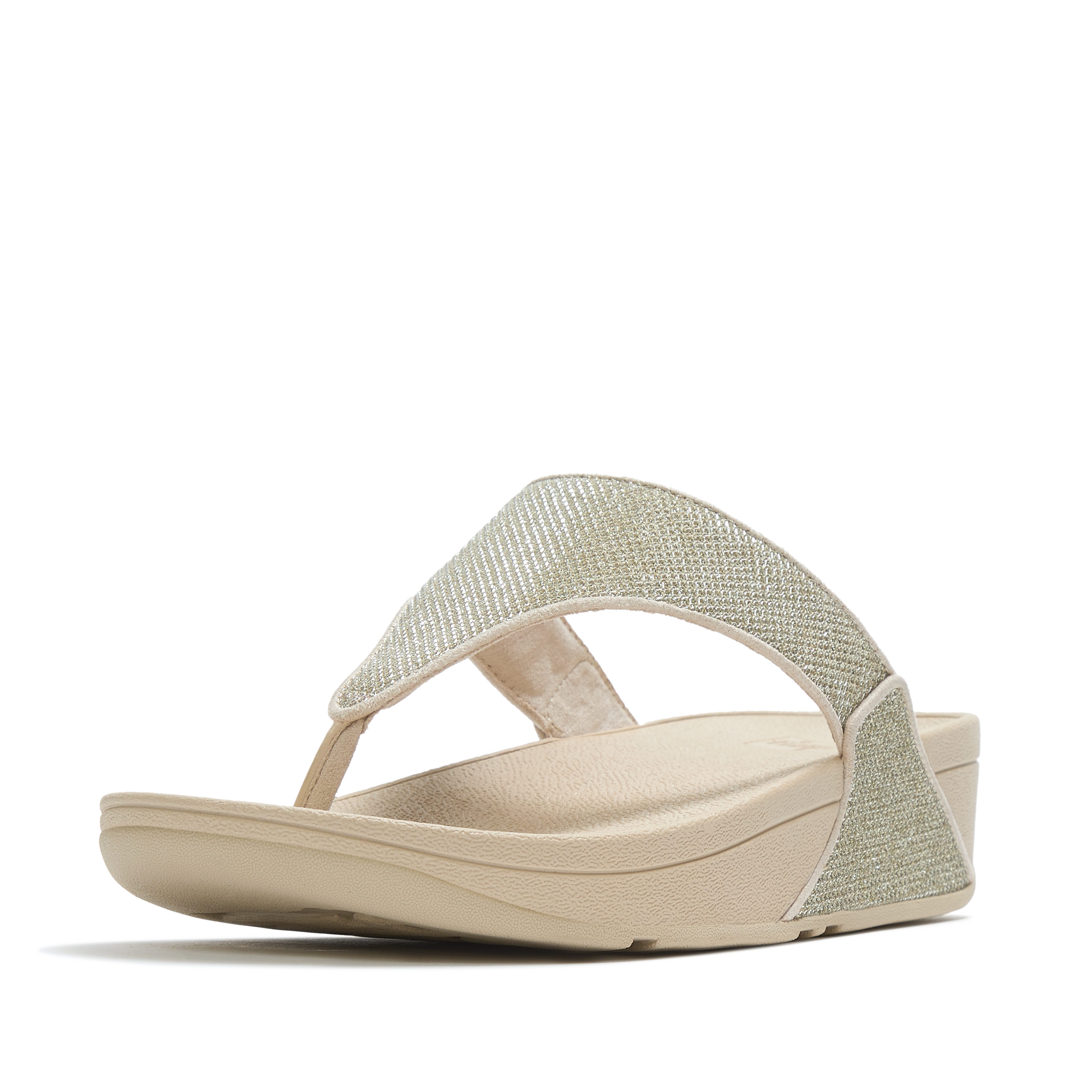 Fitflop LULU SHIMMERGLITZ TOE-POST SANDALS Dianette Keilabsatz, Zehentrenner, Badeschuh, Sommerschuh mit Glitzerdetails