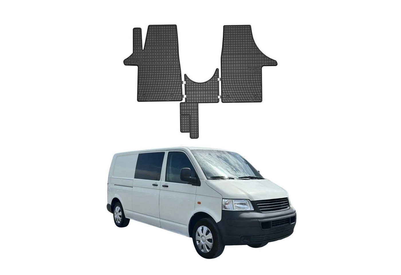 OMAC Auto-Fußmatten für VW T5 2003-2015 Gummimatten Schwarz Automatten 3x (3 St), für VW T5 2003-2015 VW T5 2003-2015, Antirutsch,Wasserfest,Einfache Installation