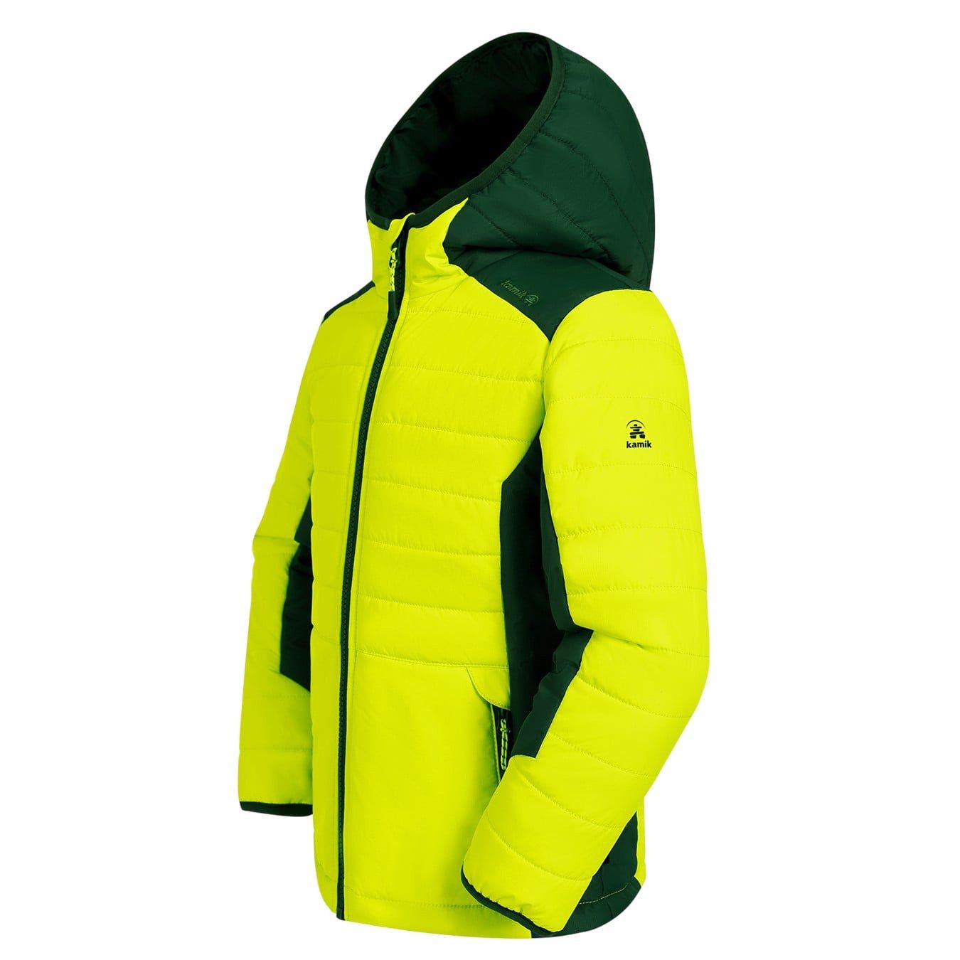 Kamik Allwetterjacke Steppjacke Nell (Ganzjahresjacke, winddicht, reflektierend) gelb/grün – Bild 4 von 4