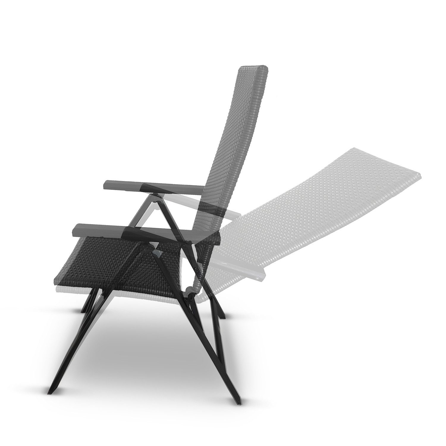 DM-Handel Gartenstuhl Aluminium Polyrattan Klappstuhl (Campingstuhl Rattanstuhl in Grau/Anthrazit), Gestell aus Aluminium, Platzsparend, zusammenklappbar