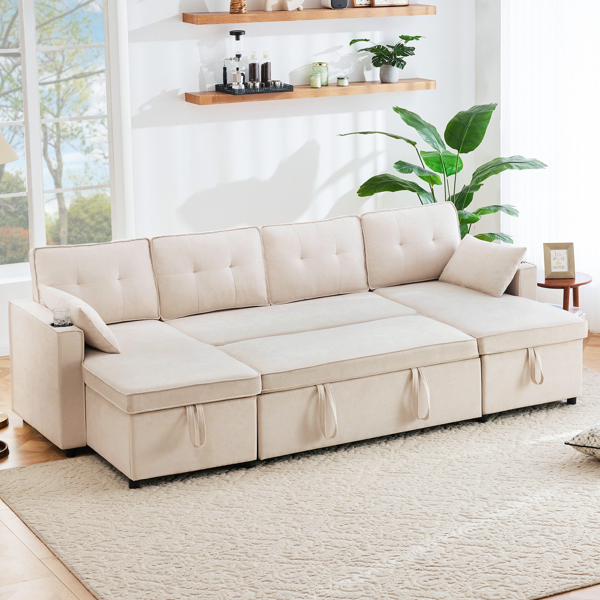 Merax Schlafsofa U-förmiges Sektionssofa aus Baumwoll- günstig online kaufen
