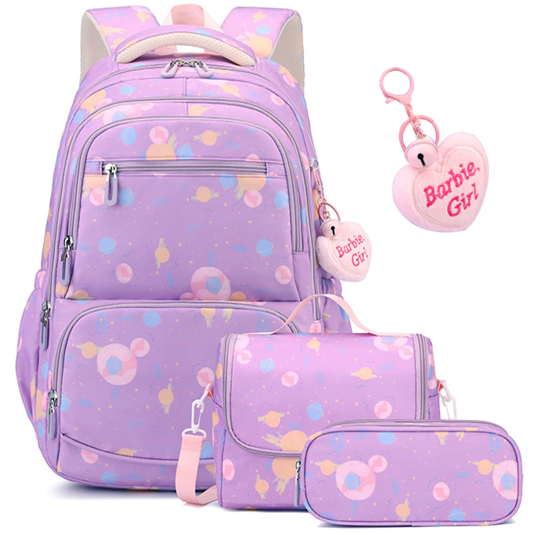 Mutig Schulrucksack Schulrucksack Teenager,Schulranzen-Set 3-teilig,große Kapazität (Wasserdicht Schulranzen,Unisex Geeignet für Mittelstufe-Universität, Mit Anhänger für jugendliche zum Schulbesuch,Einkaufen,Camping usw), Mit ergonomischem Design zur Entlastung von Schultern und Rücken
