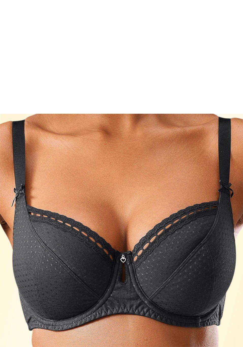 petite fleur by Lascana Bügel-BH, Baumwoll-BH, Dirndl-BH (Packung, 2 Stück) aus Baumwolljacquard, große Größen, Dessous – Bild 4 von 5