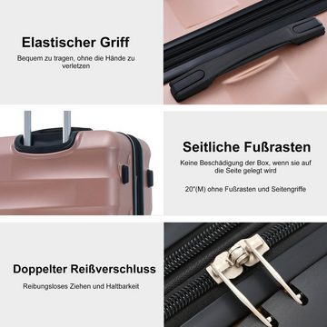 Flieks Hartschalen-Trolley, 4 Rollen, Handgepäck Koffer Reisekoffer, TSA-Schloss, mit Erweiterung