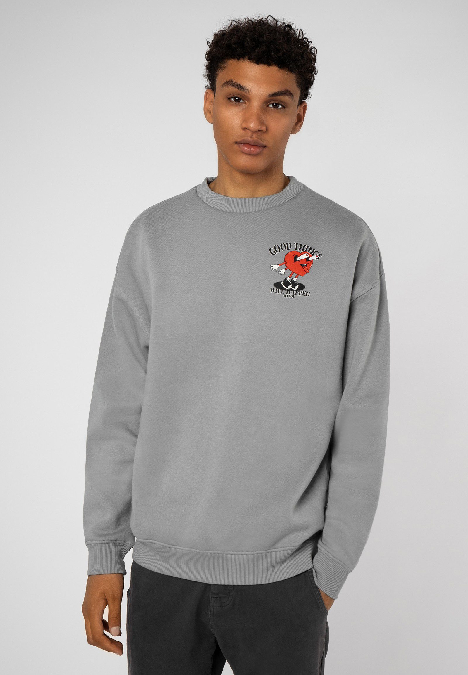 SUBLEVEL Sweatshirt Sweater mit Backprint Cartoon