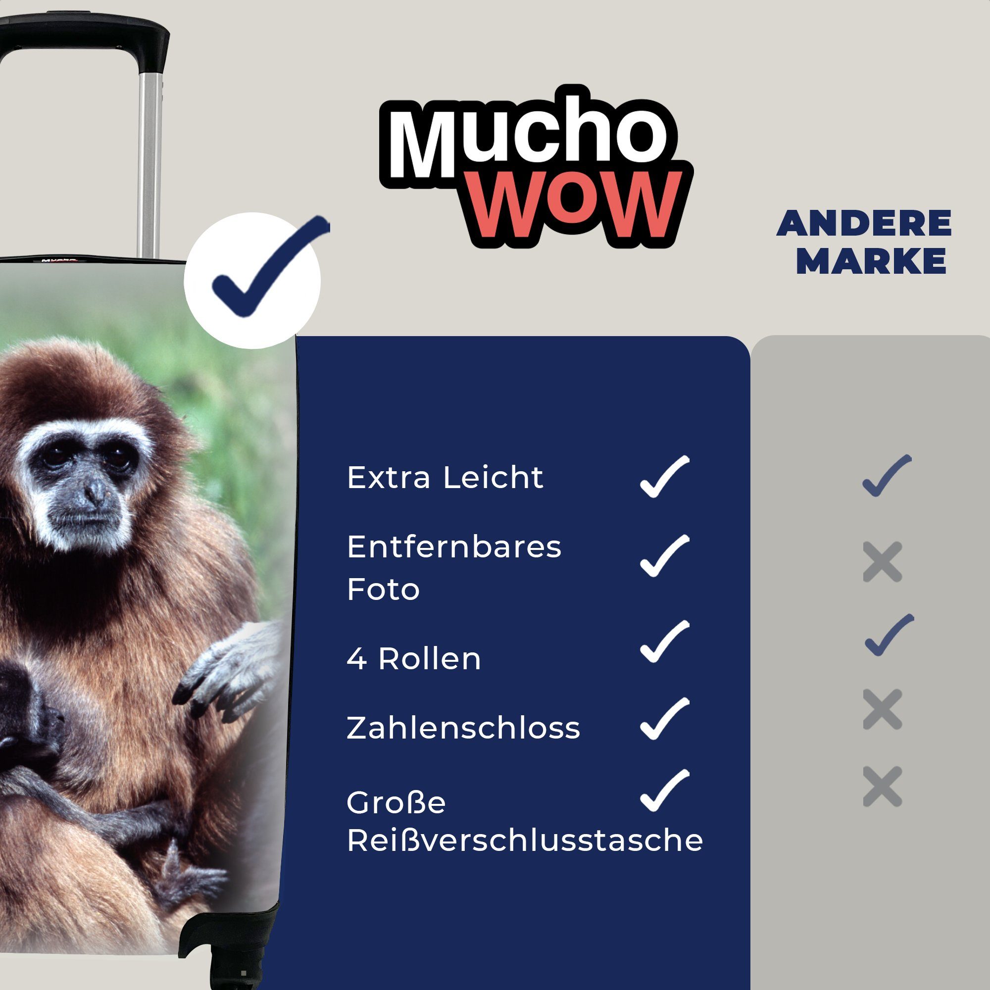 MuchoWow Handgepäckkoffer Rollen, Pflanzen mit Affe Trolley, Ferien, Reisekoffer Jung, - rollen, für - 4 Reisetasche Handgepäck