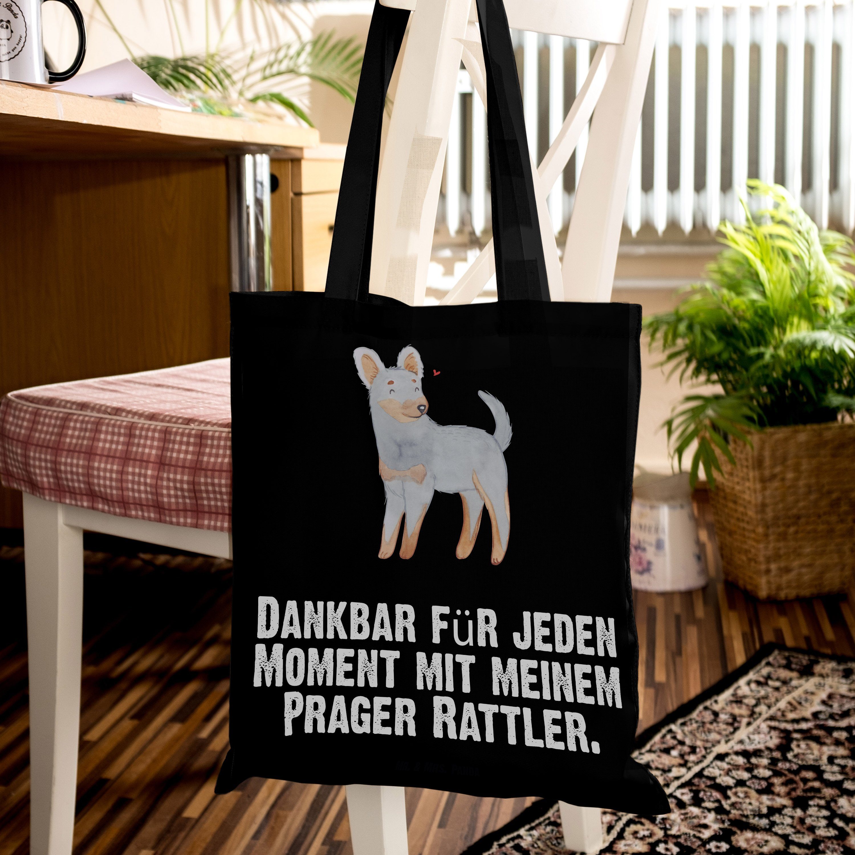 Hundebesitzer - - Schwarz Mrs. Geschenk, & Moment Panda Jutebeutel, (1-tlg) Prager Rattler Tragetasche Mr.