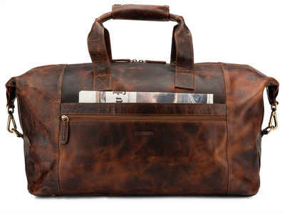 LEABAGS Reisetasche »Dubai«, Unisex Tasche - Reisetasche leder Herren und Damen - Weekender Tasche aus Büffelleder - Tasche groß Leder im angesagten Vintage Look, in verschiedenen Farben erhältlich
