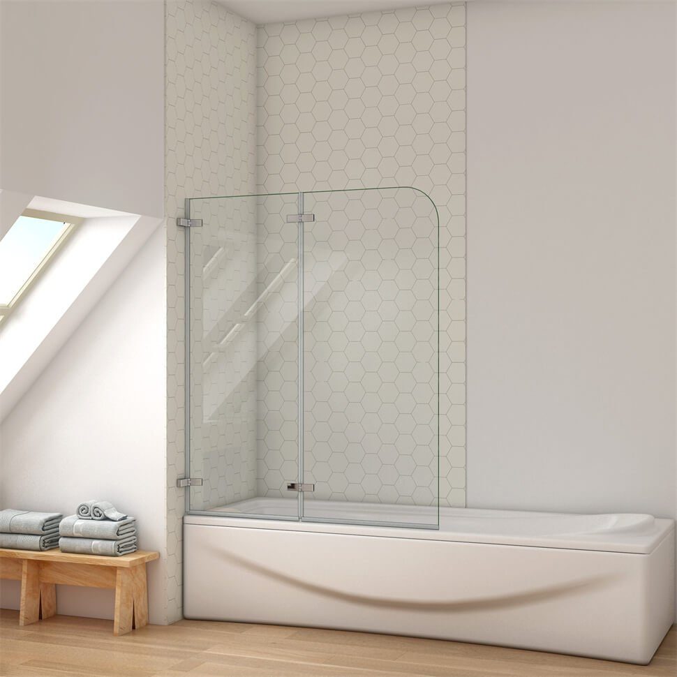 duschspa Badewannenaufsatz Badewannenaufsatz 2-teilig Faltwand Glaswand Duschkabine Dusche, Einscheibensicherheitsglas, Sicherheitsglas, (Set), Glas