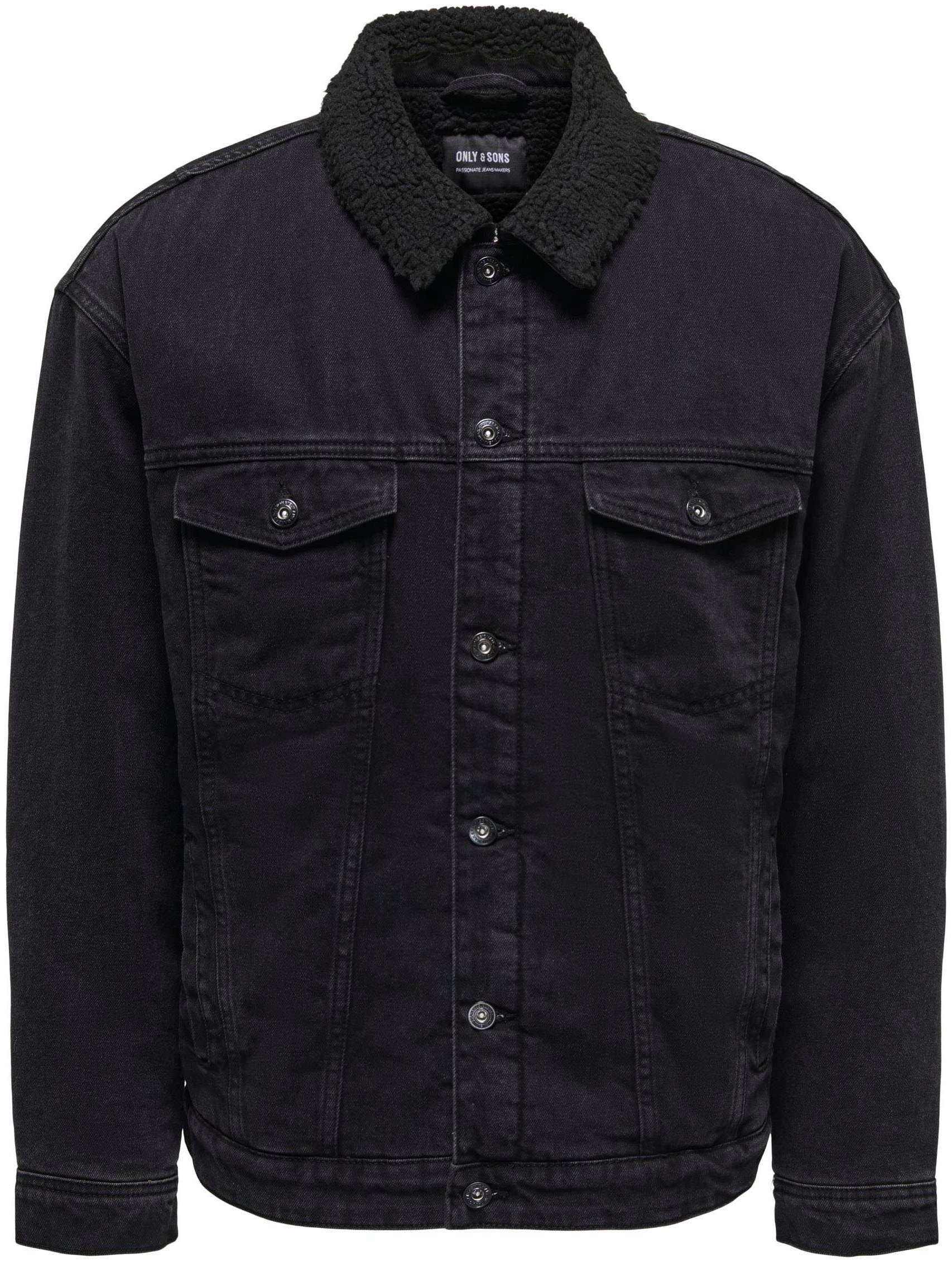 ONLY & SONS Jeansjacke ONSRICK OVZ BLACK 6942 TEDDY DNM JACKET