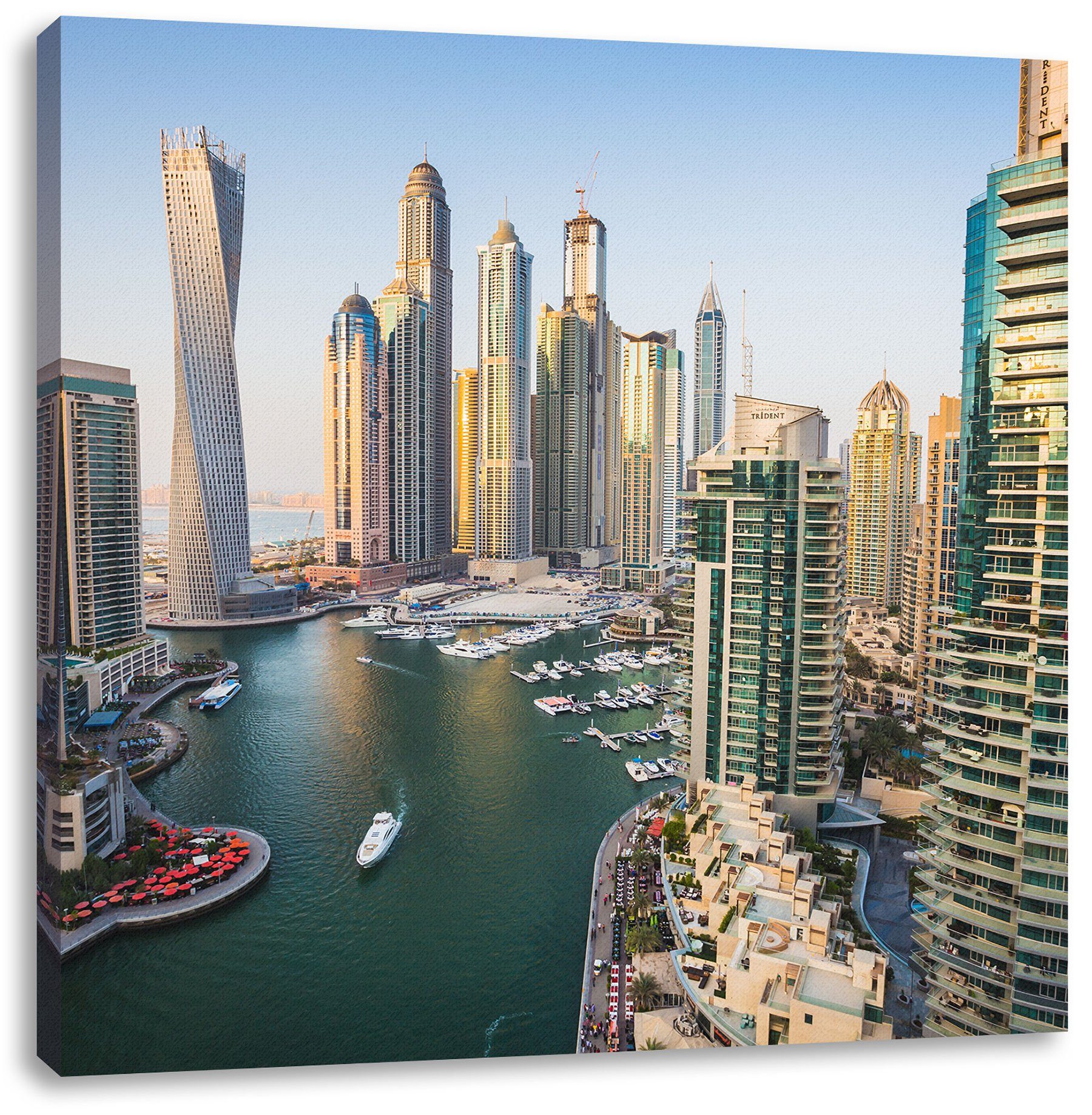 Leinwandbild Dubai Leinwandbild Metropole fertig Zackenaufhänger Metropole, (1 St), inkl. Pixxprint Dubai bespannt,