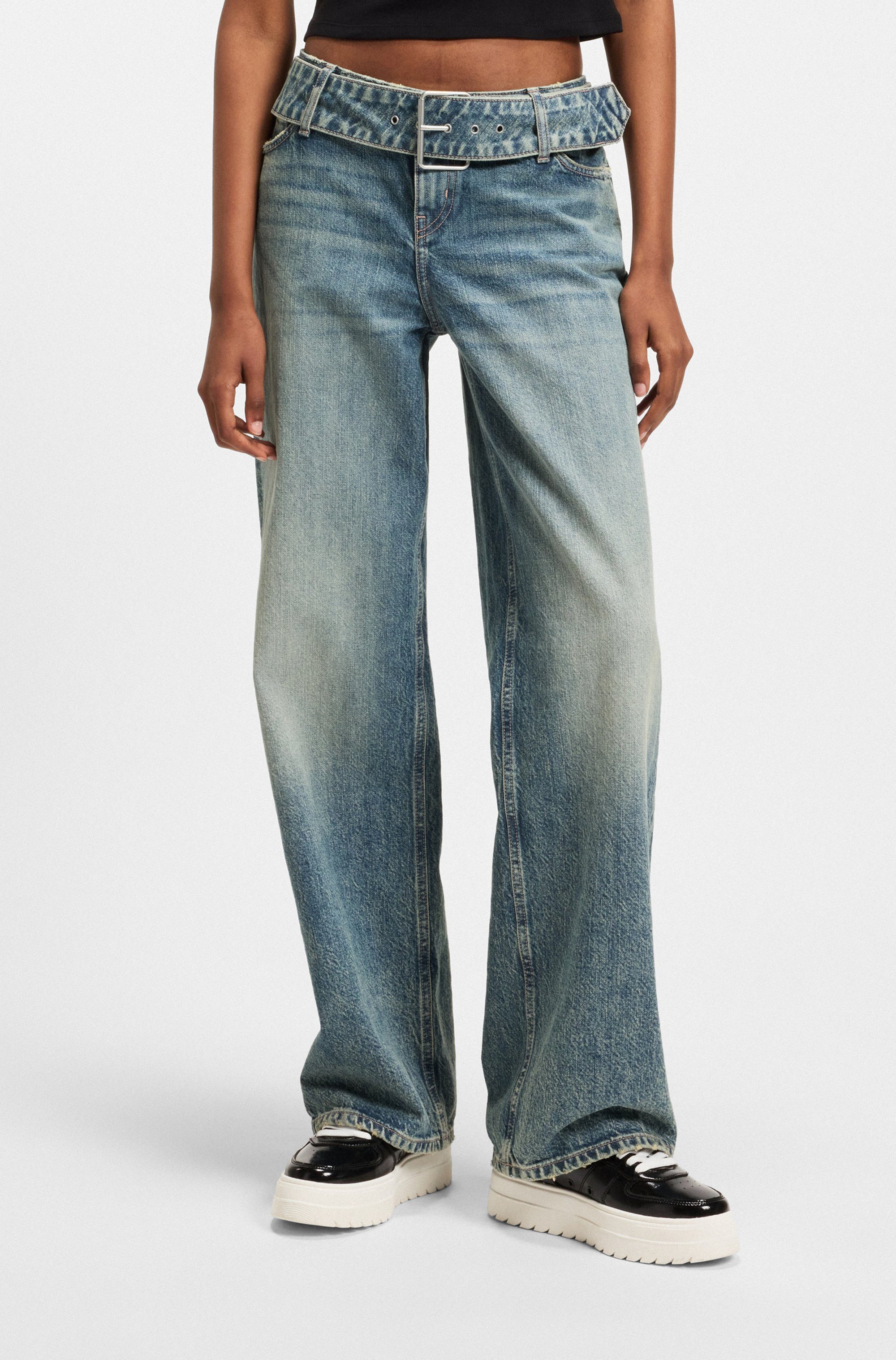 HUGO Blue Low-rise-Jeans Glory mit Denim-Gürtel, günstig online kaufen