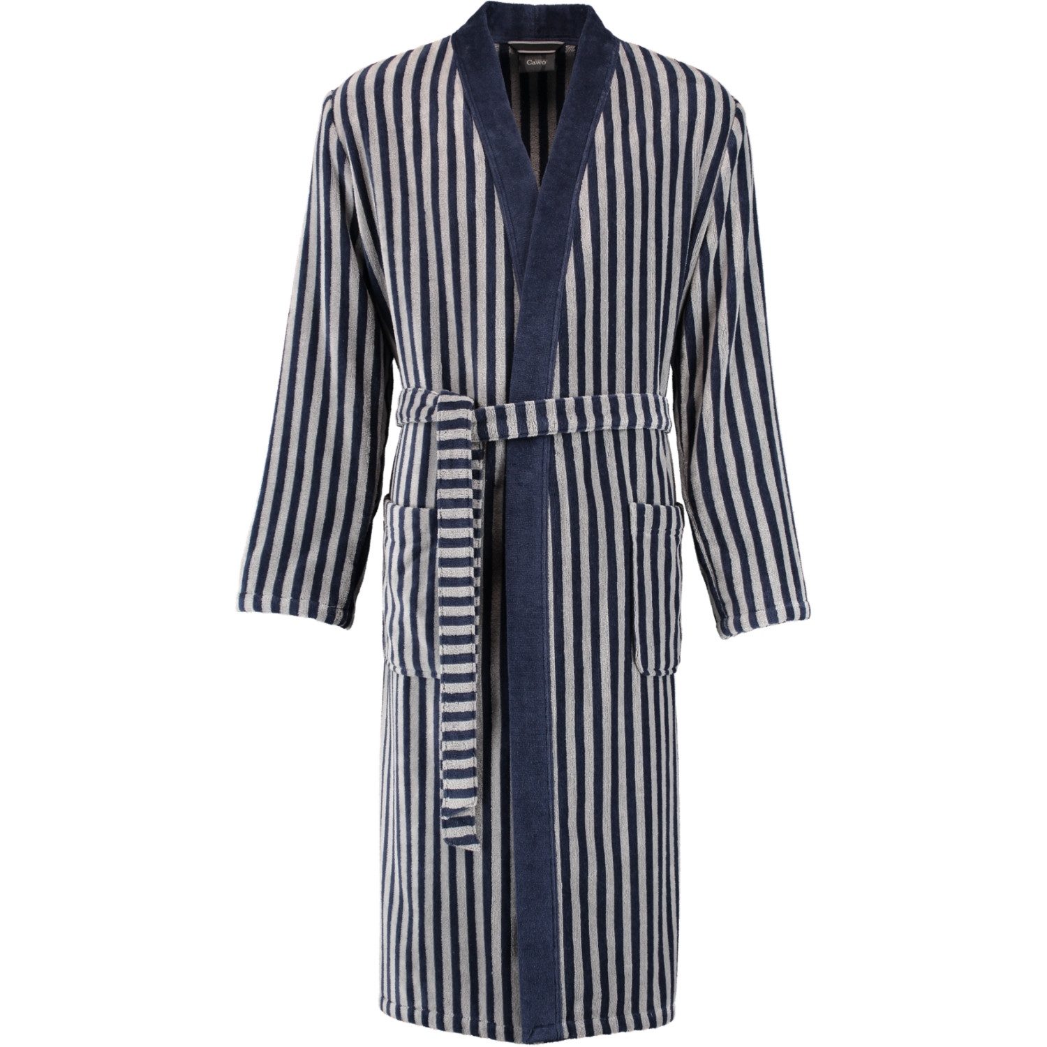 Cawö Herrenbademantel Streifen 3833 Kimono Velours, Kimono, 100% Baumwolle